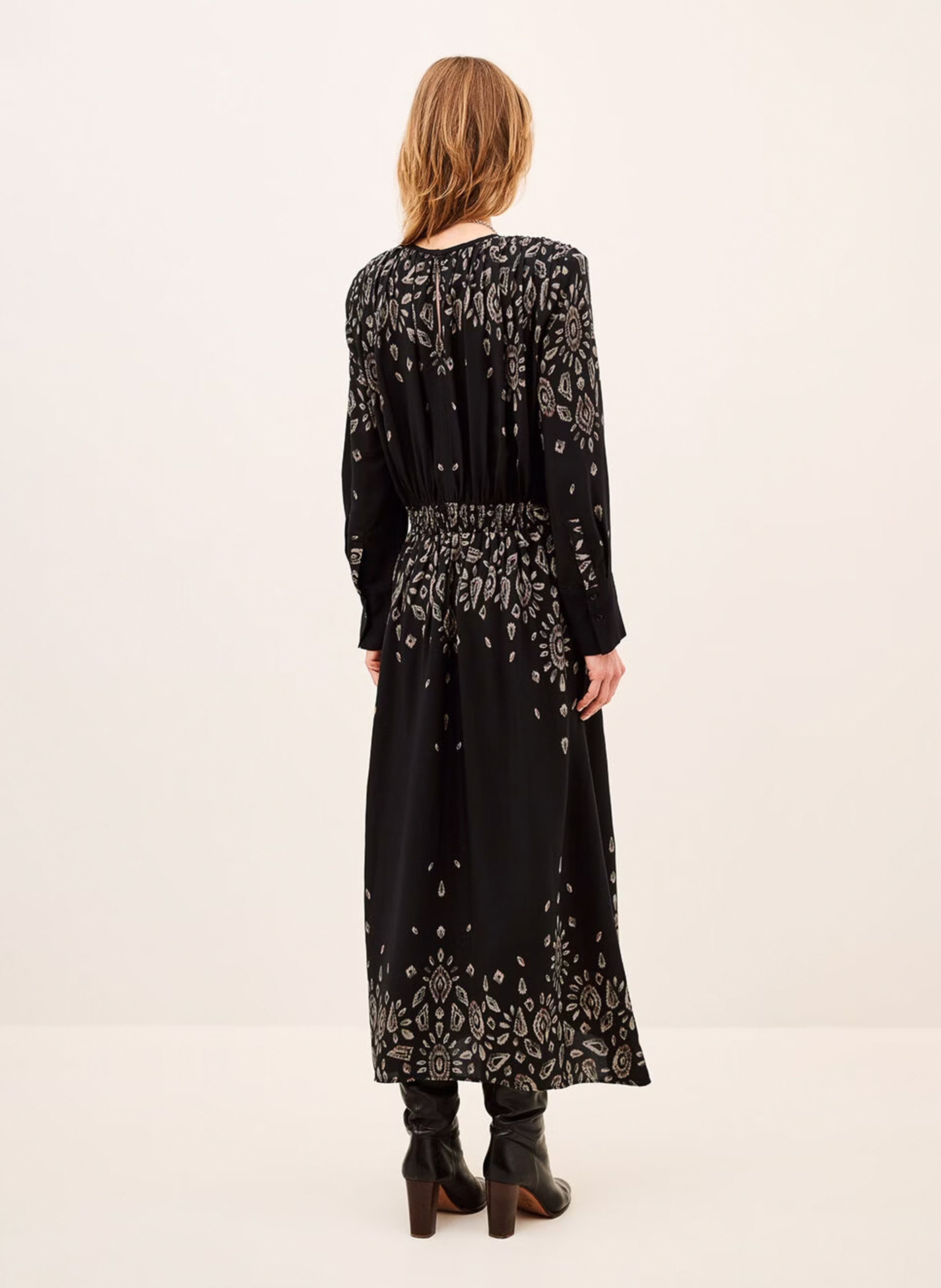 Robe longue col rond imprimée BA&SH Noir