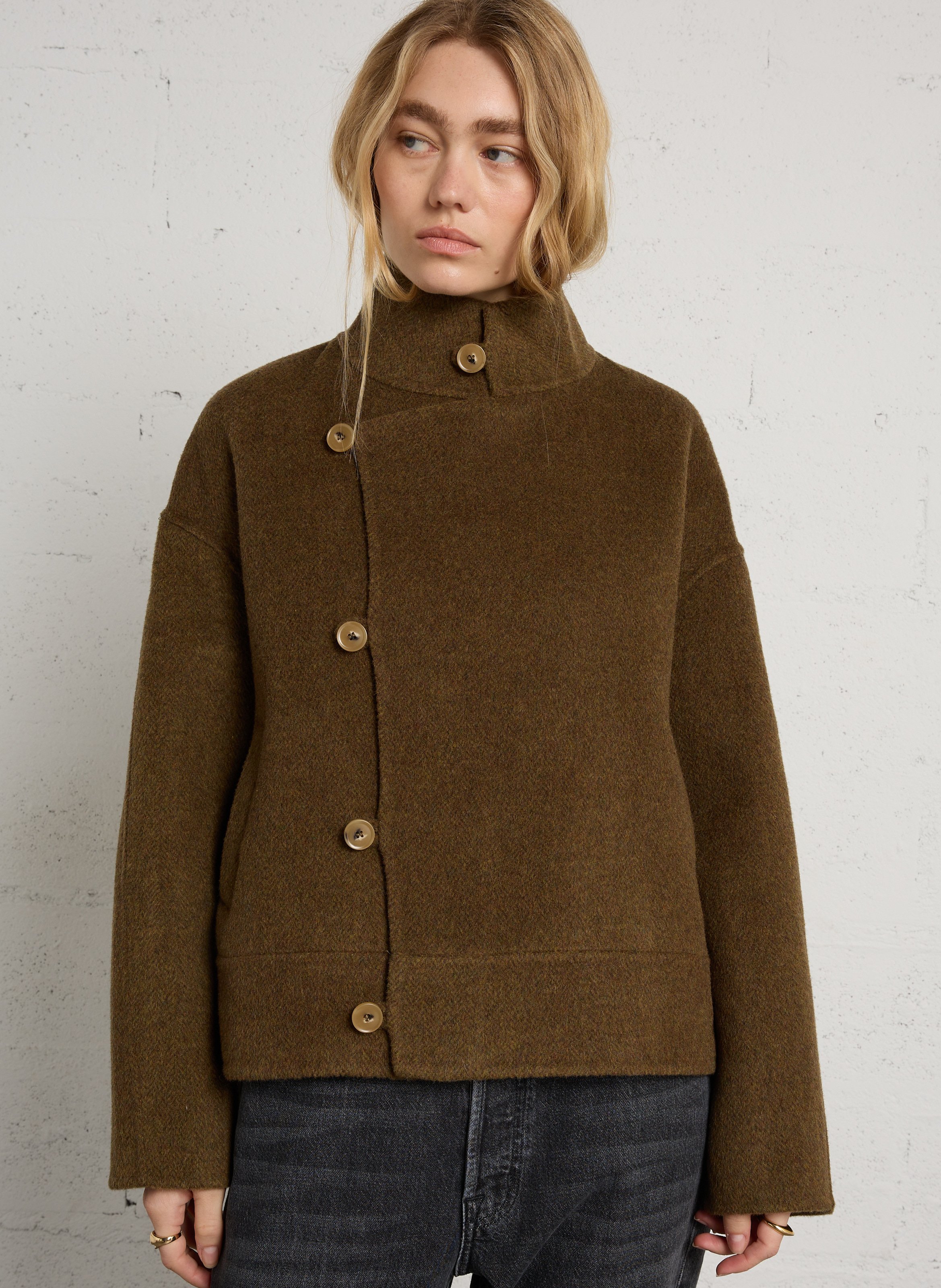 Buttoned jacket in a wool blend SEE U SOON Khaki