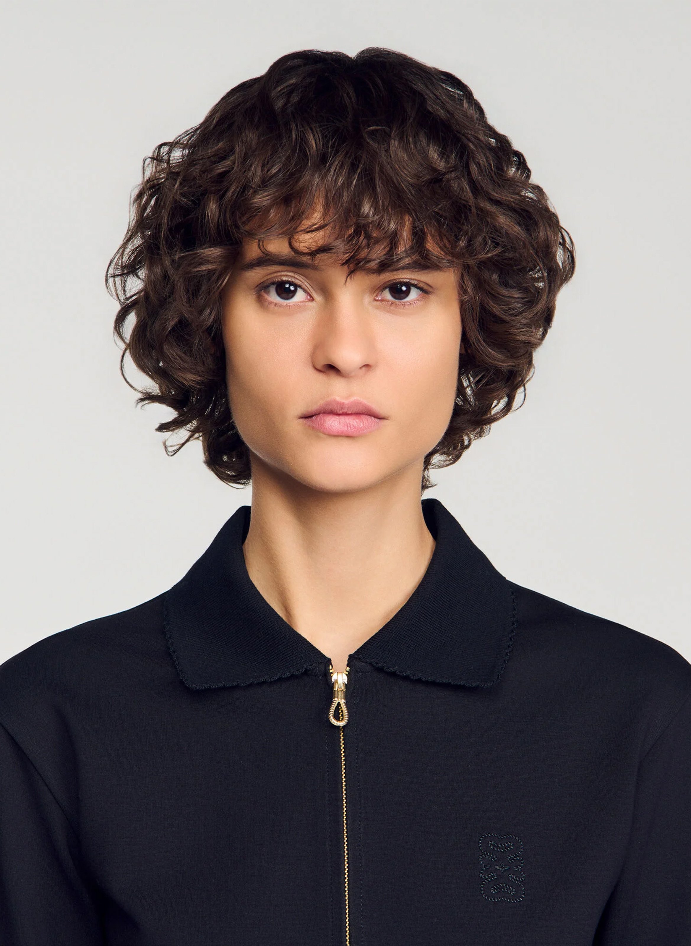 Top cintré zippé SANDRO Noir