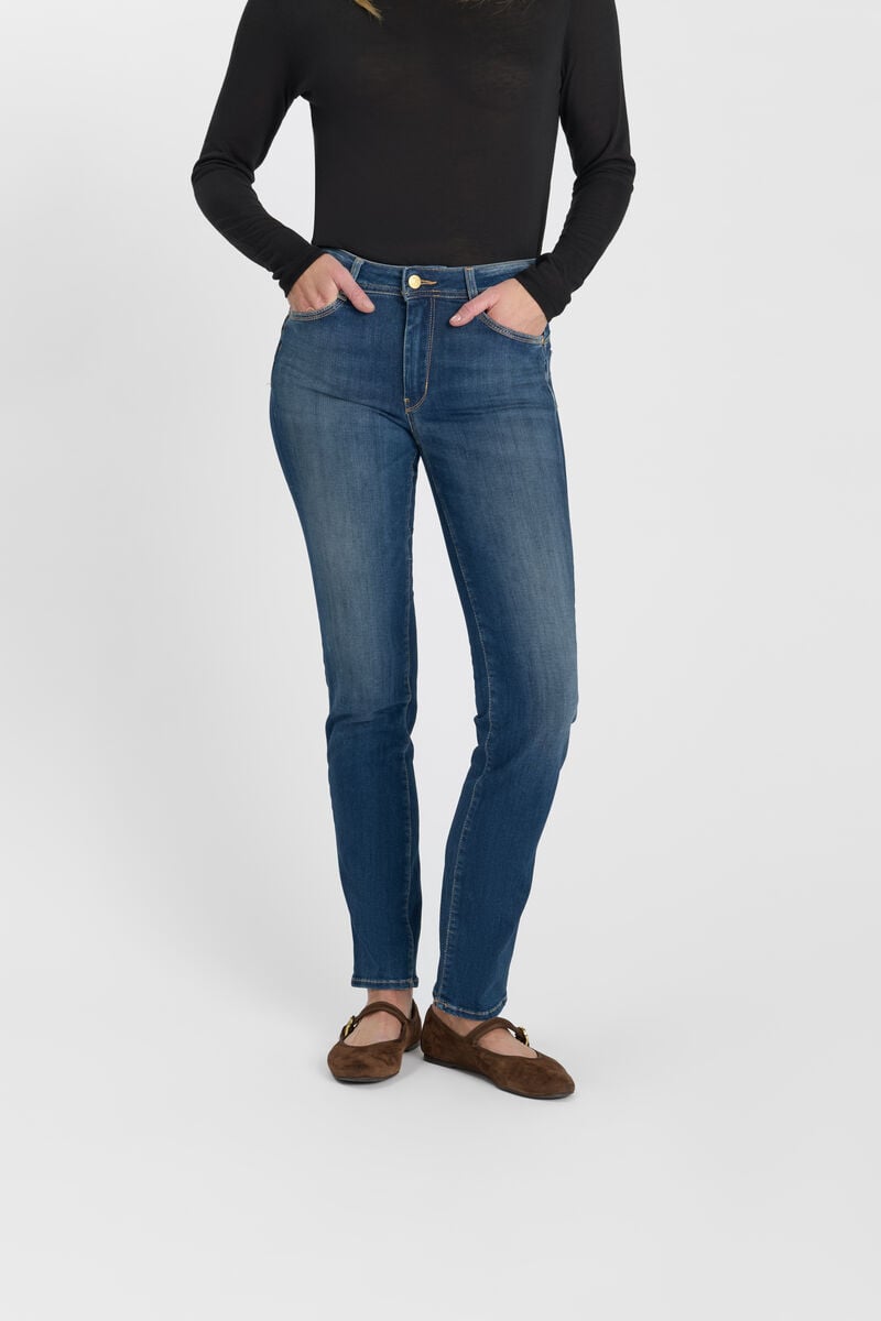 High-waisted straight-leg zip jeans LE TEMPS DES CERISES Blue
