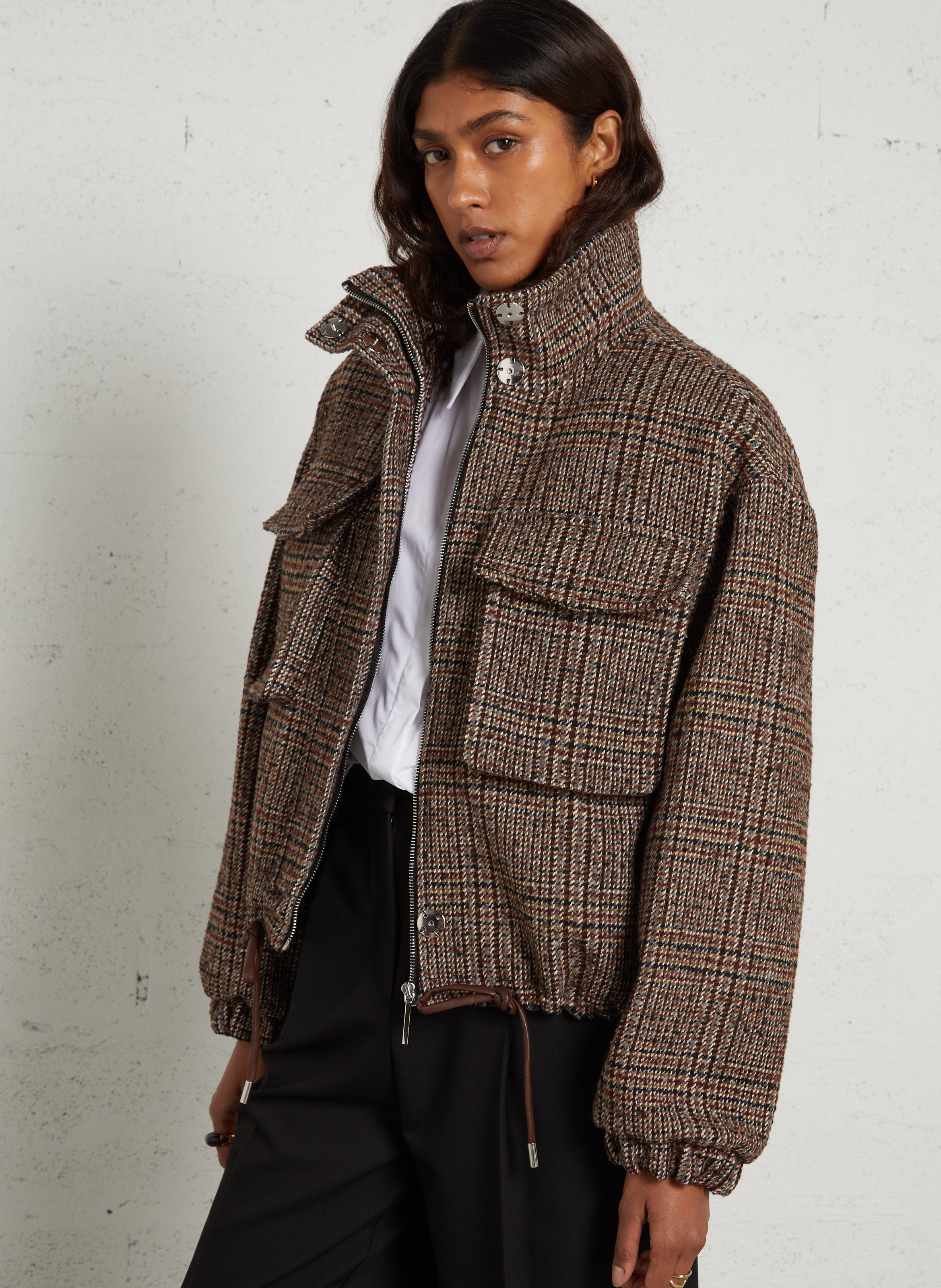 Straight-fit patterned high-neck jacket IMPERIAL Beige