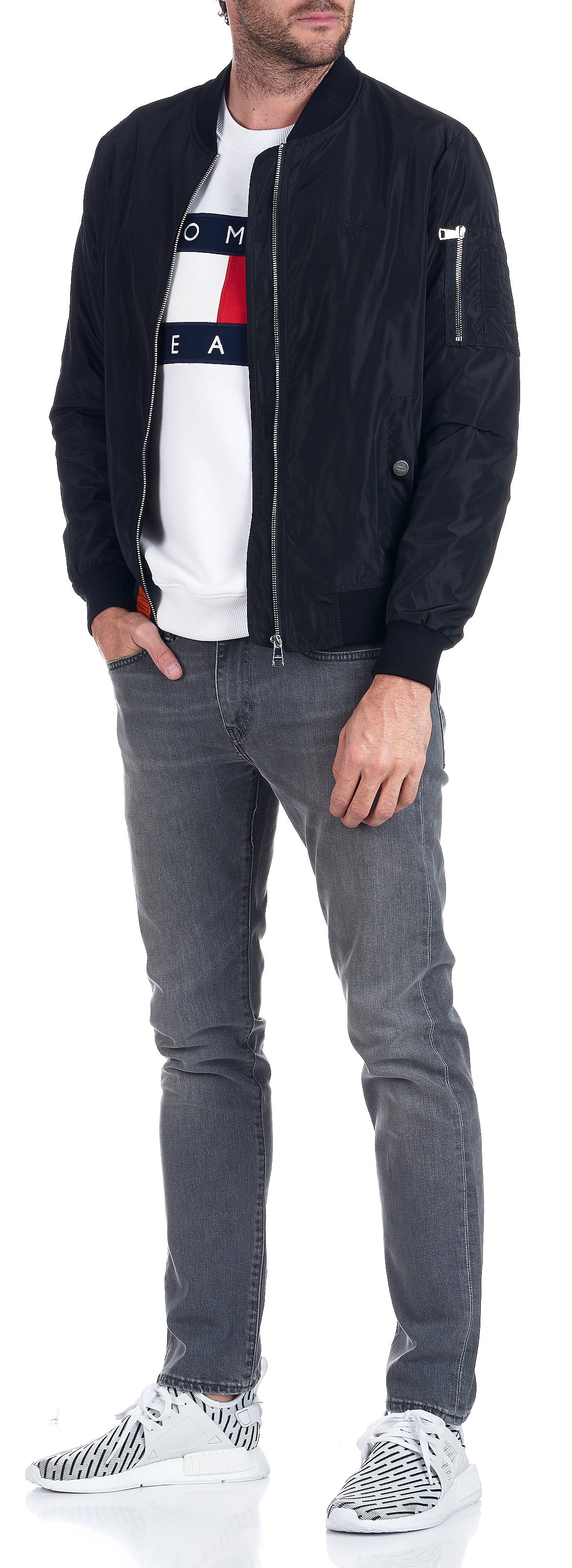 Veste zippée droite unie BOMBERS ORIGINAL Noir