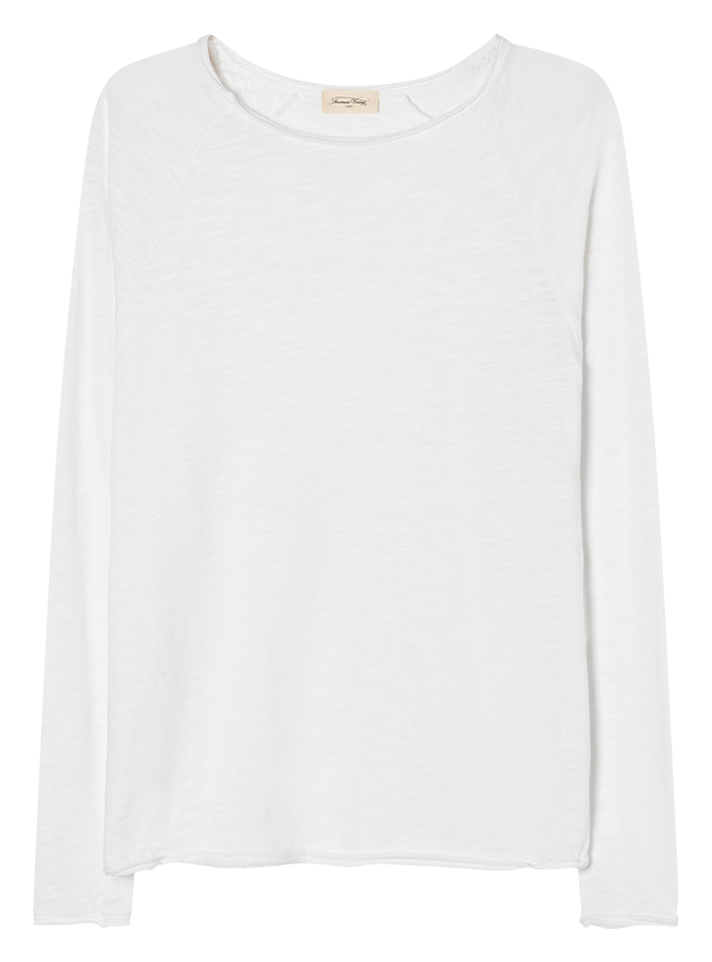 Flamed cotton round-neck T-shirt SONOMA Blanc