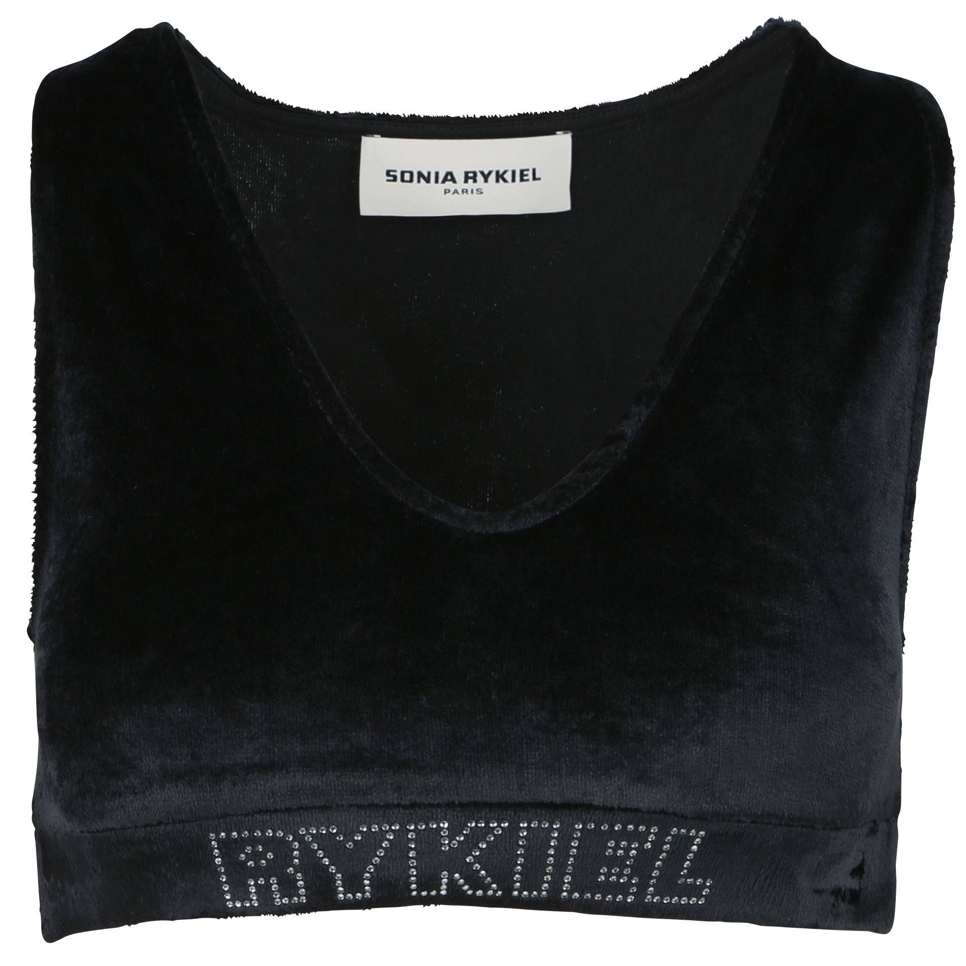V-neck velvet crop top SONIA RYKIEL Black