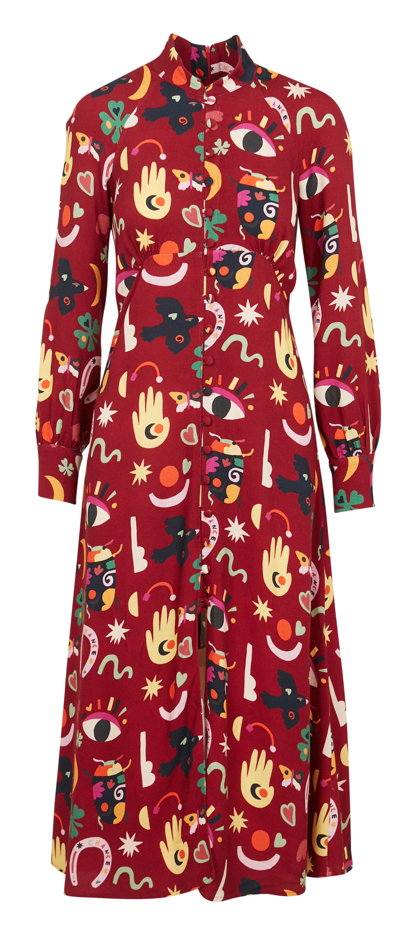 Robe longue col rond imprimée  SOI PARIS Rouge