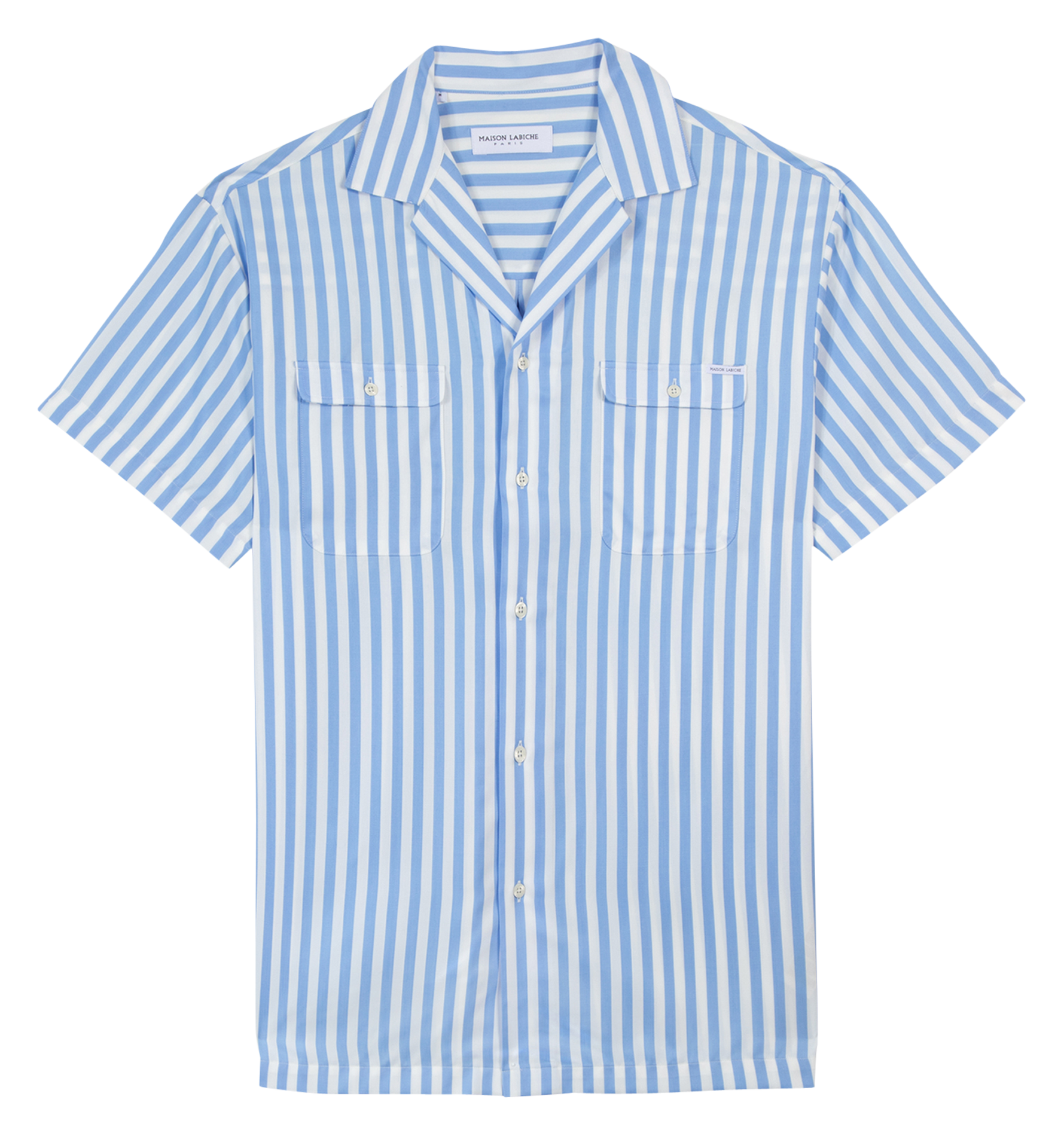 Striped loose-fit shirt with classic collar Blue