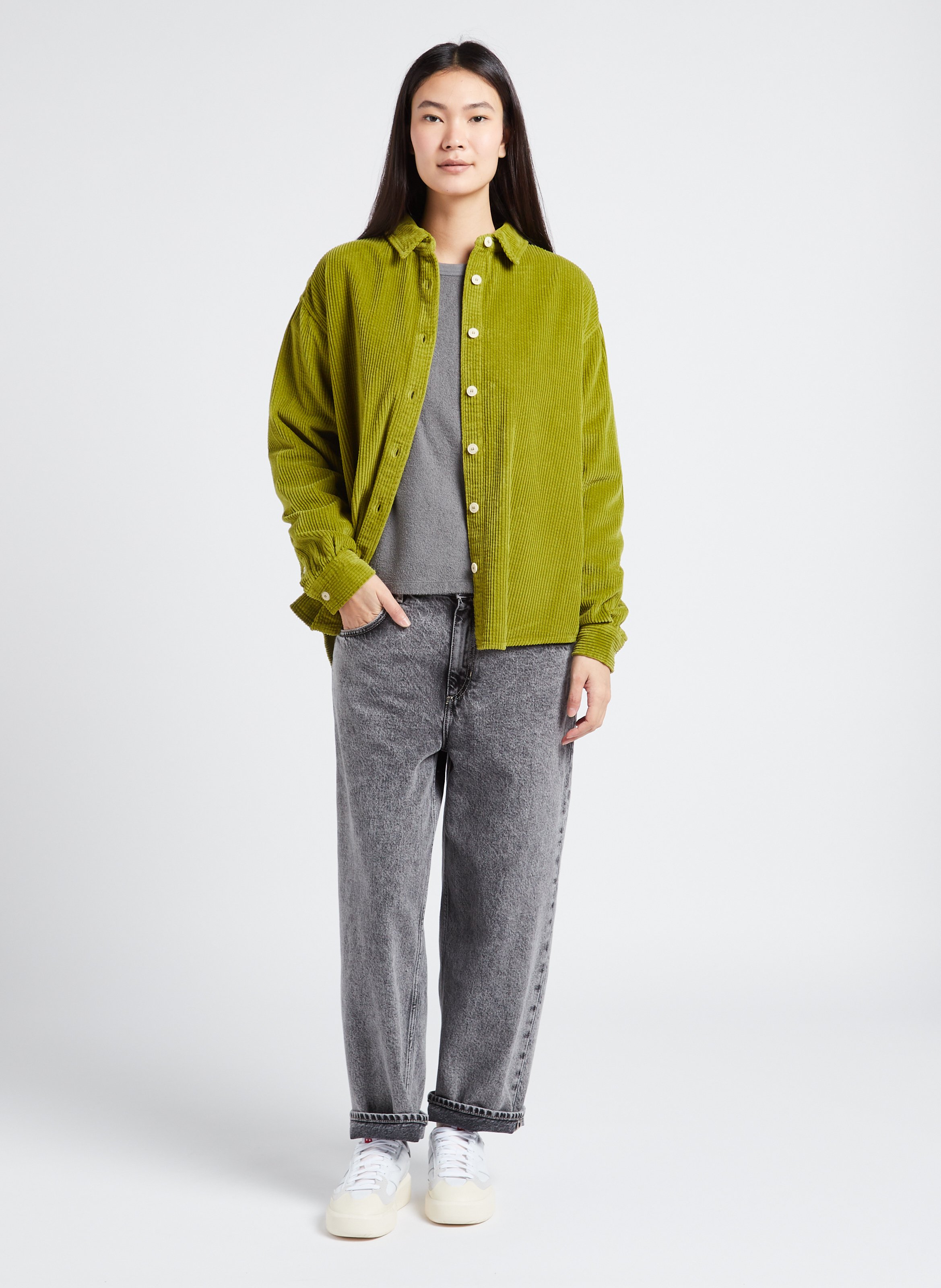 Straight Cut High Waist Jeans aus Baumwolle AMERICAN VINTAGE Grau