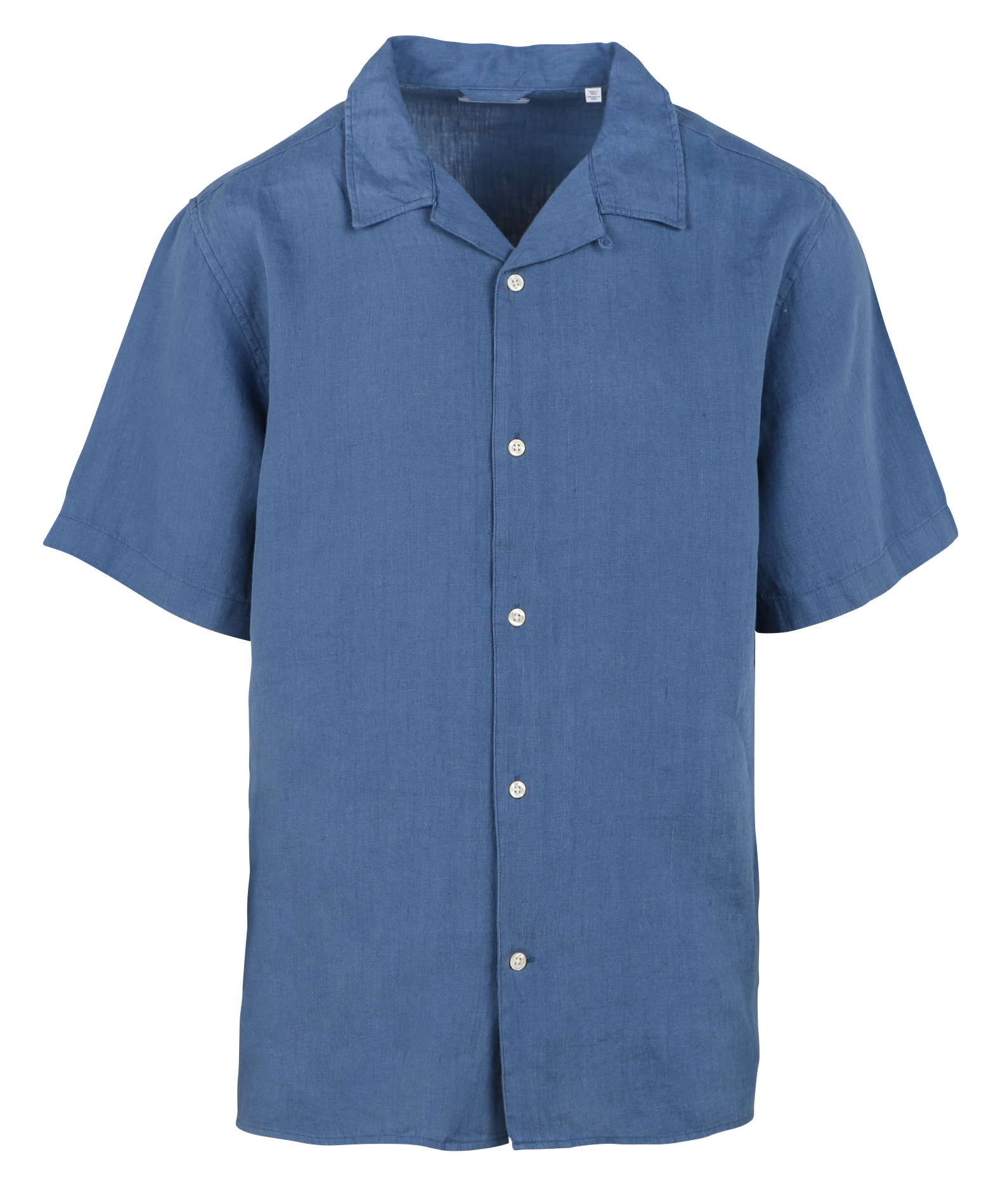 Gerades Hemd mit klassischem Kragen aus Bio-Leinen KNOWLEDGE COTTON APPAREL Blau
