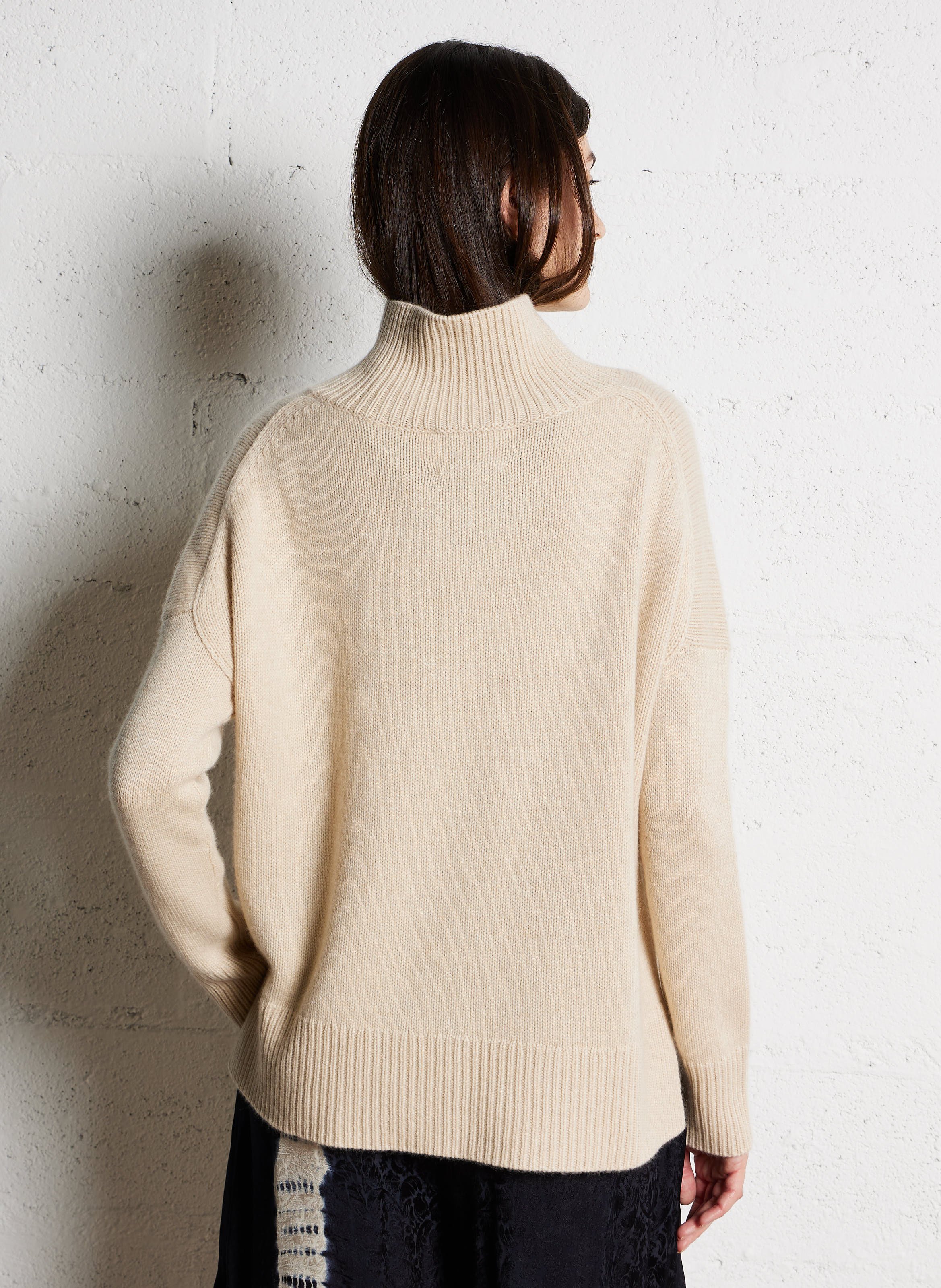 Pull ample col montant en cachemire KUJTEN Beige