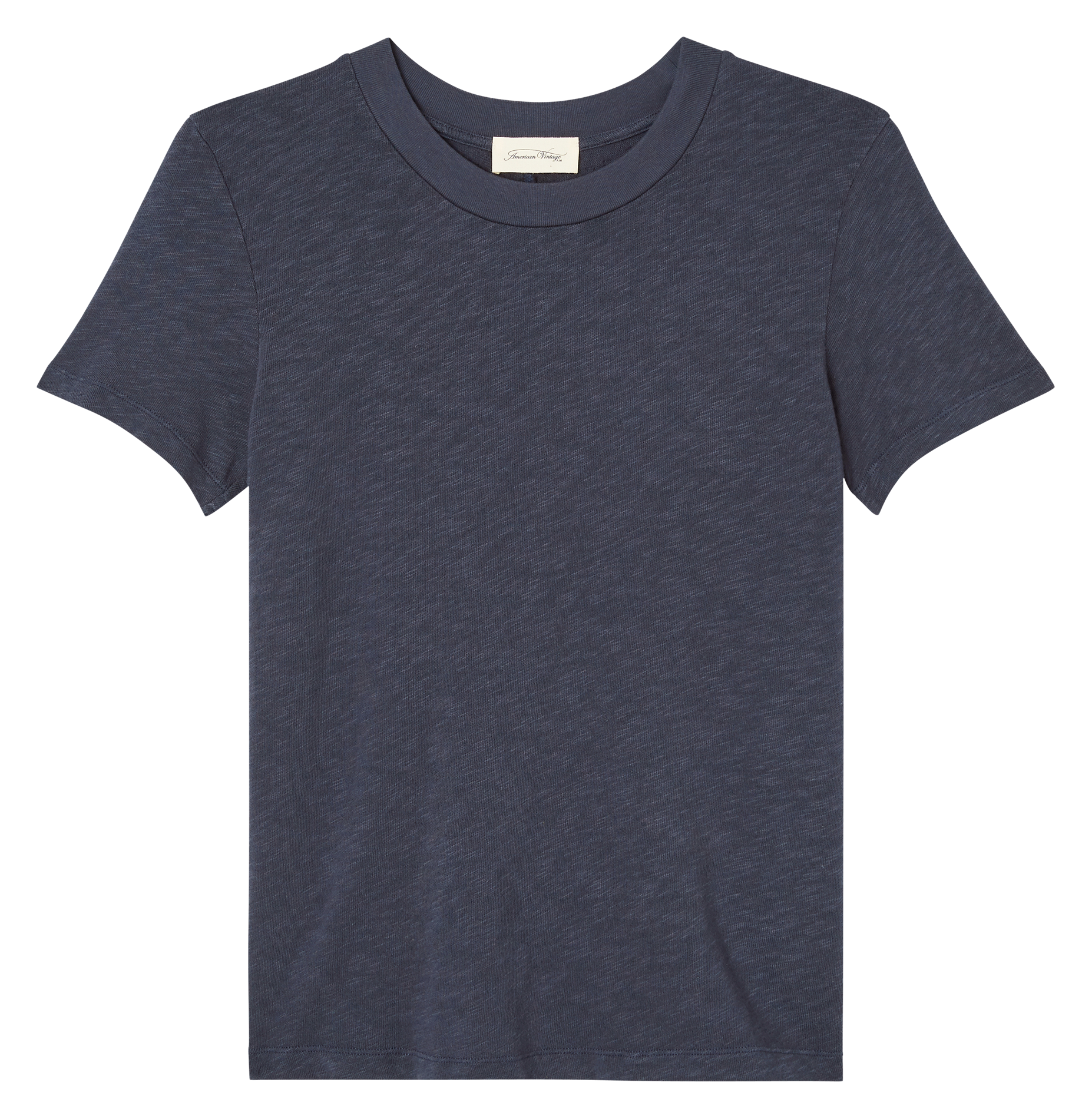 Tee-shirt col rond droit en coton AMERICAN VINTAGE Bleu