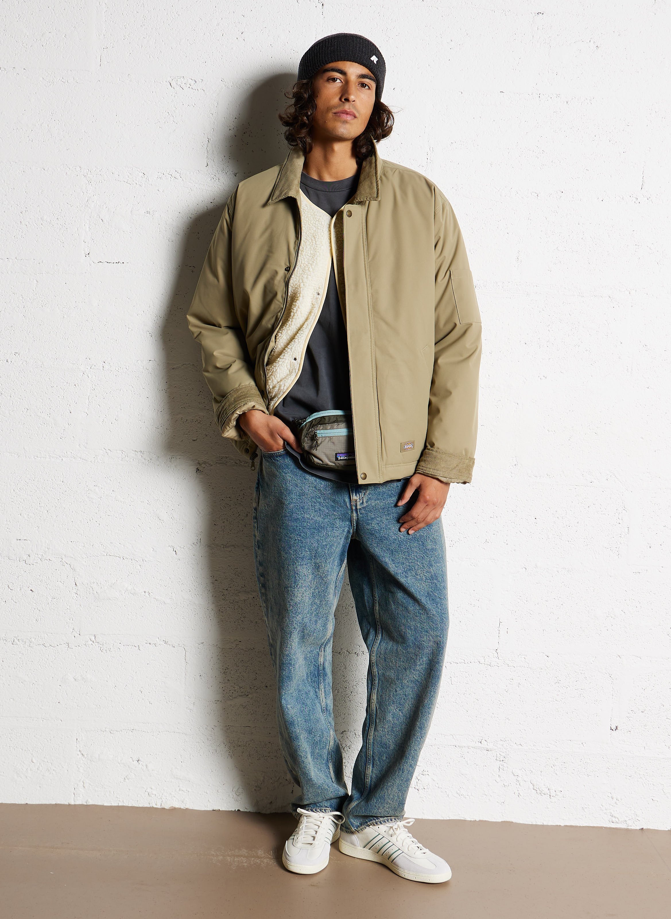 Veste col rond en sherpa  AMERICAN VINTAGE Beige