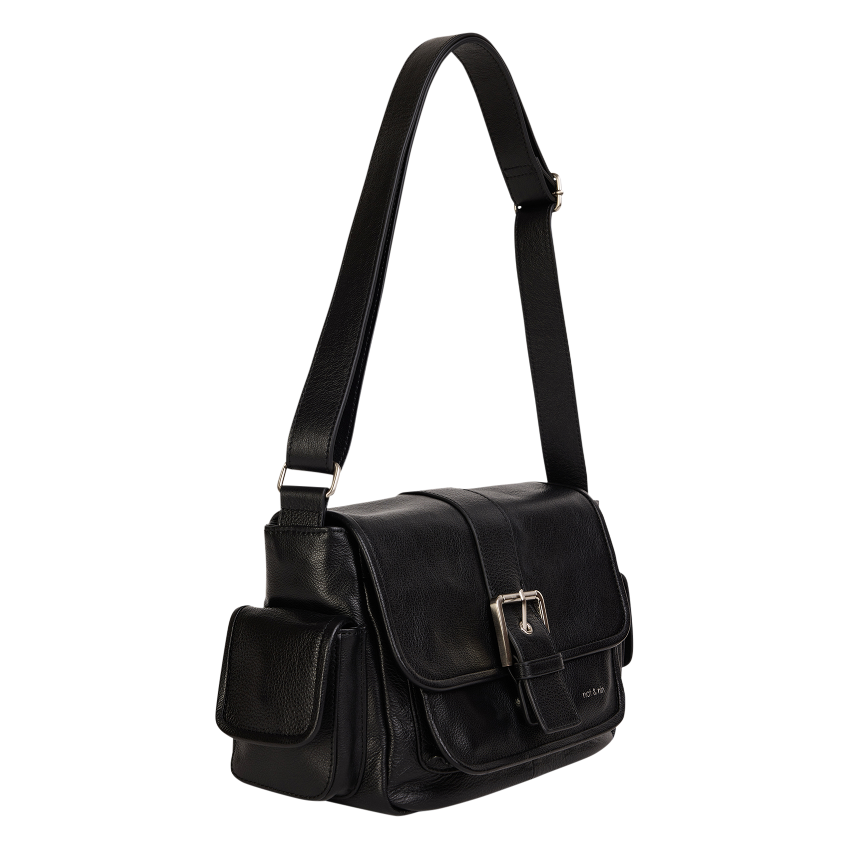 Sac bandoulière en cuir NAT & NIN Noir