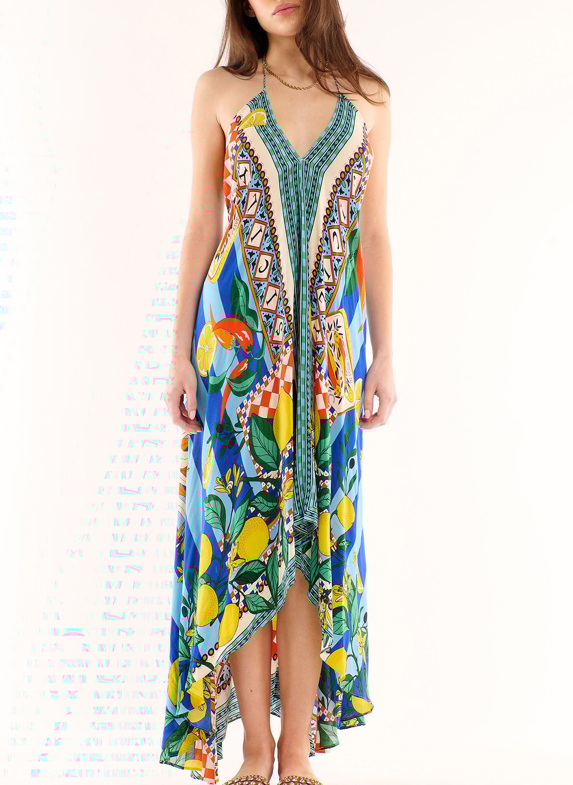 Flared printed midi dress WILD Blue