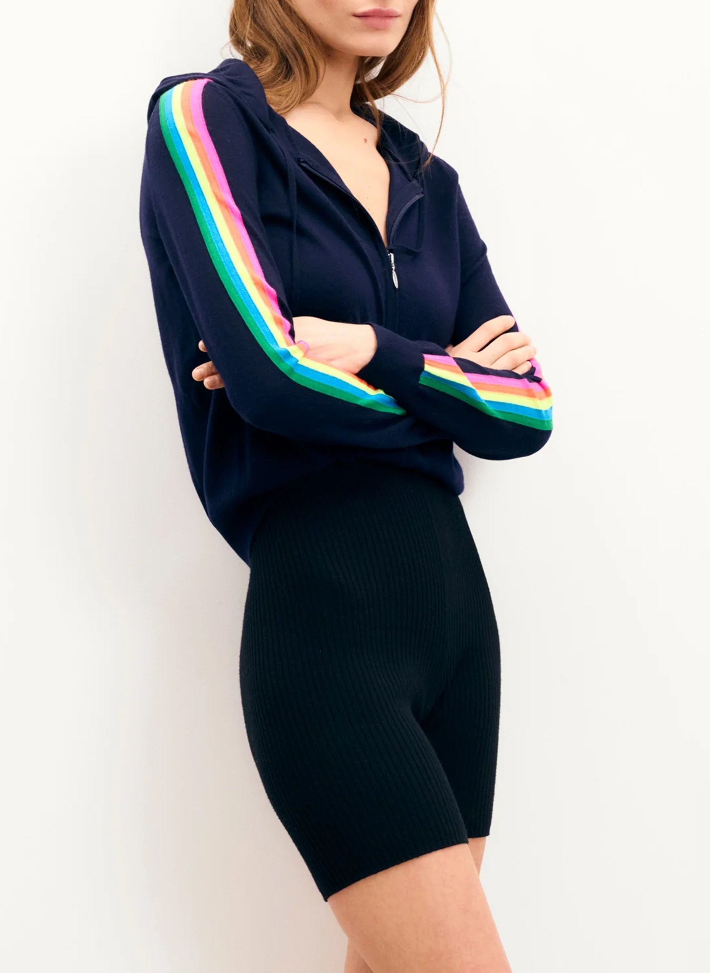 Hooded zip-up cardigan FROM FUTURE Blue