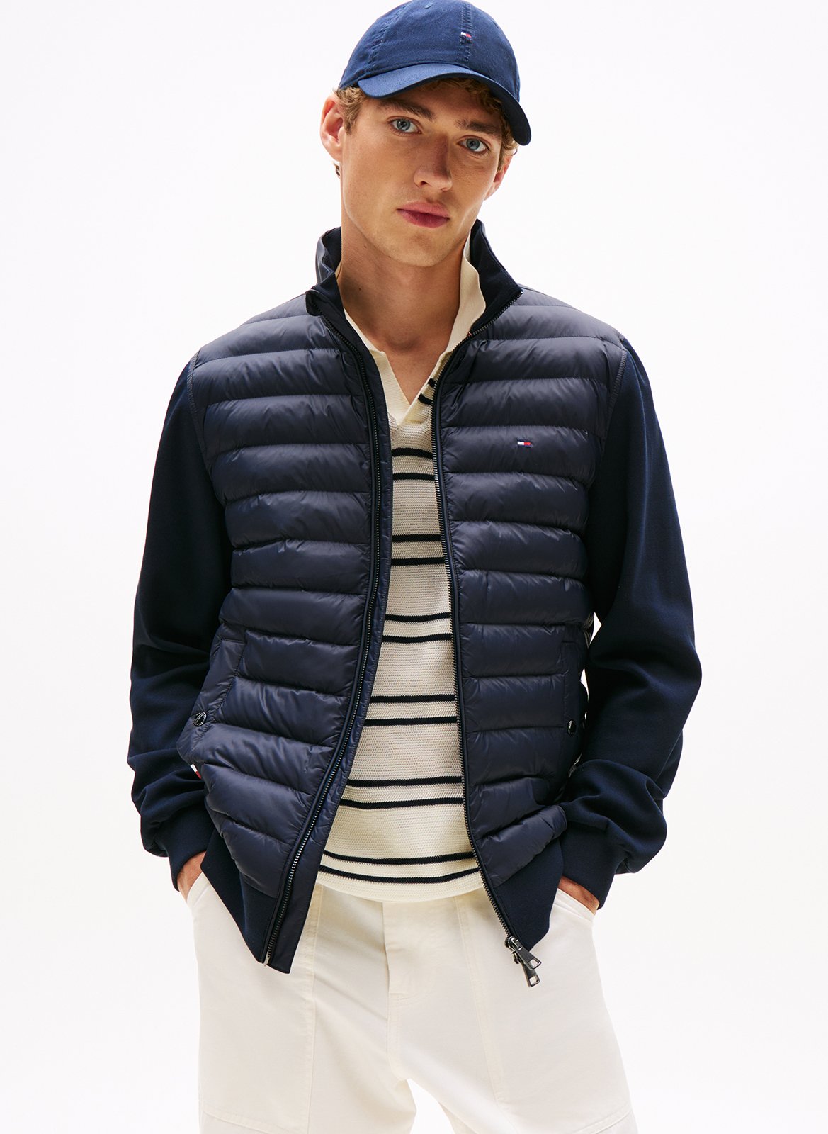 Blouson droit col montant en coton mélangé TOMMY HILFIGER Bleu