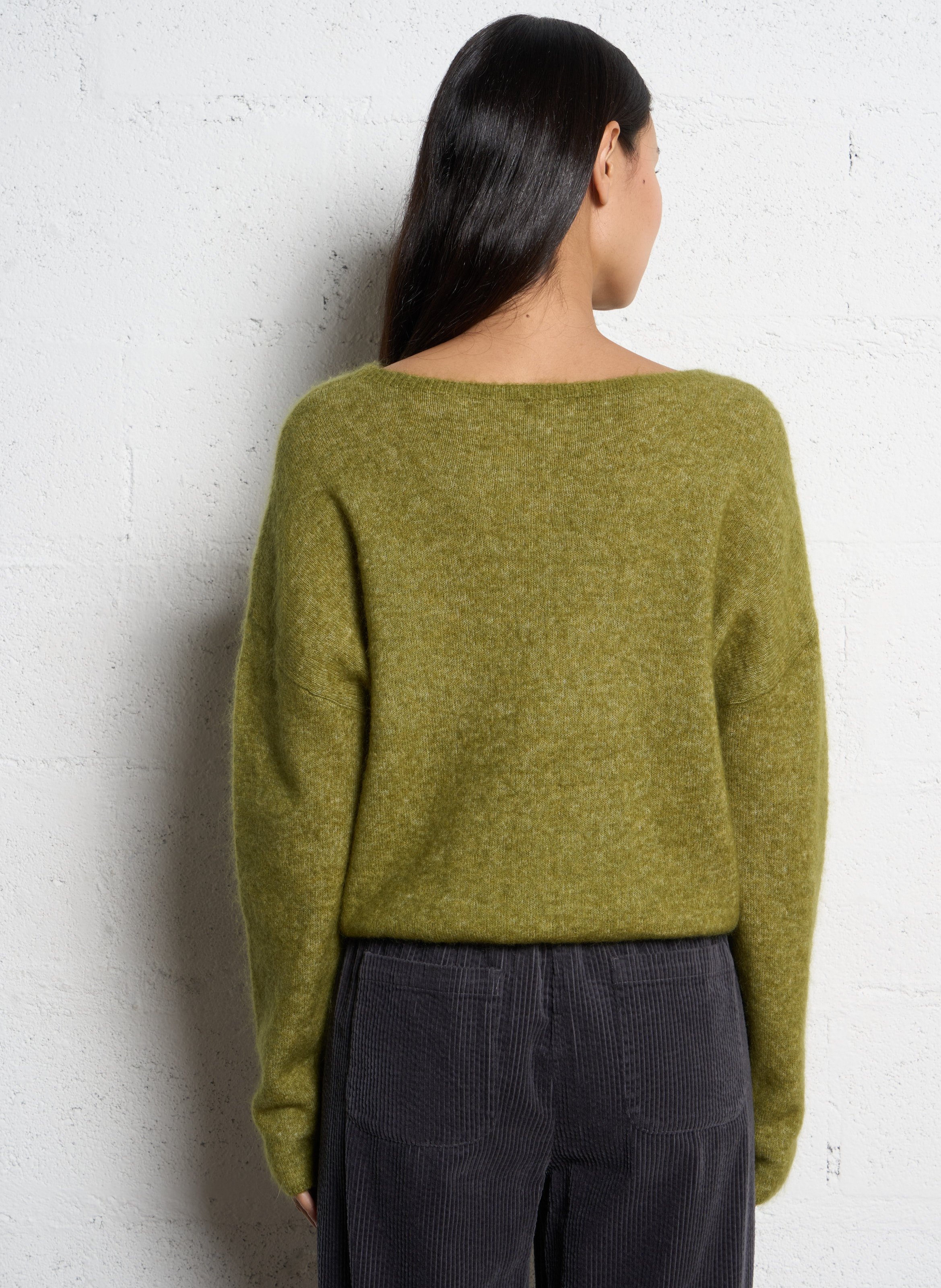 Pull ample col bateau en laine mélangée JC SOPHIE Vert