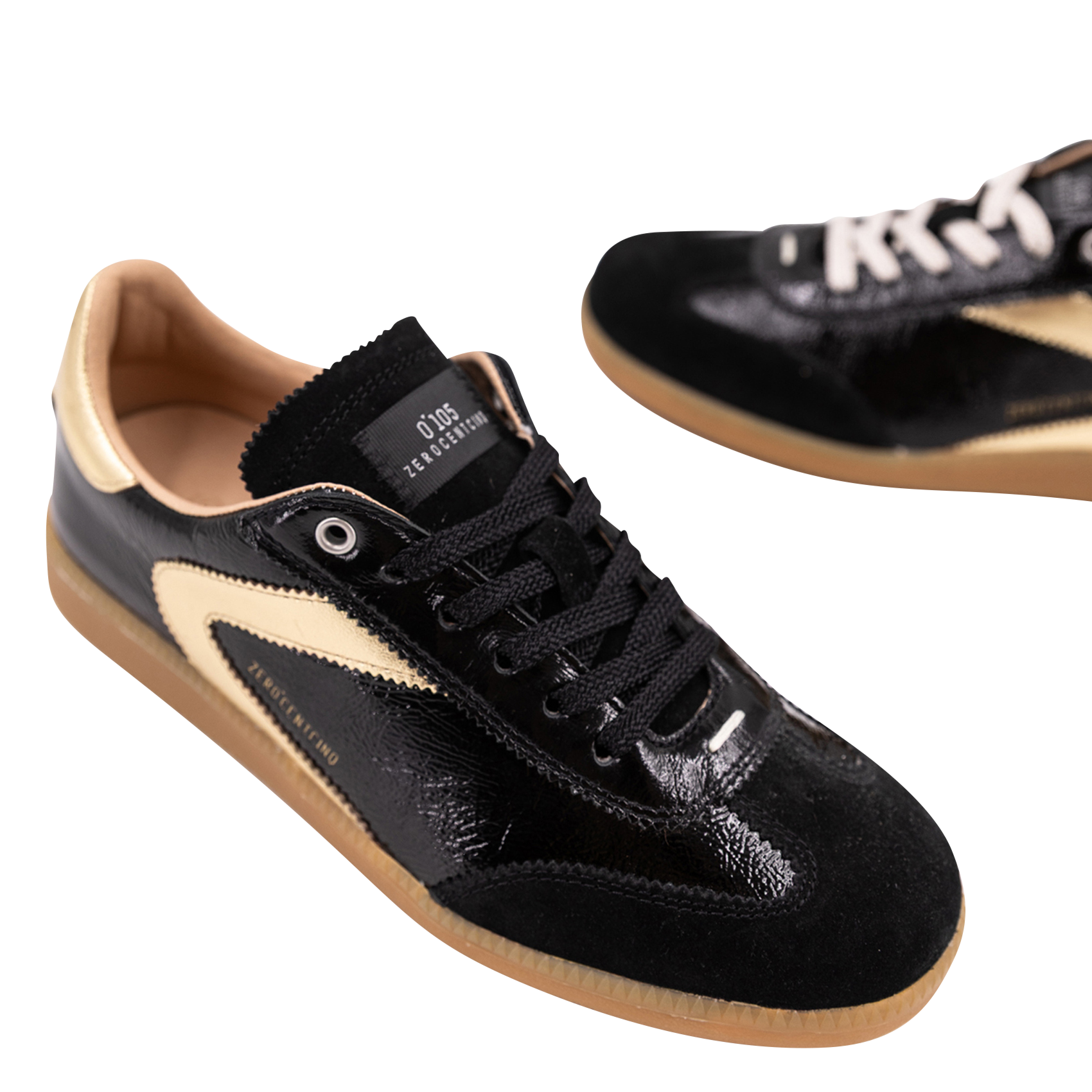 Baskets basses en cuir vernis 0'105 Noir