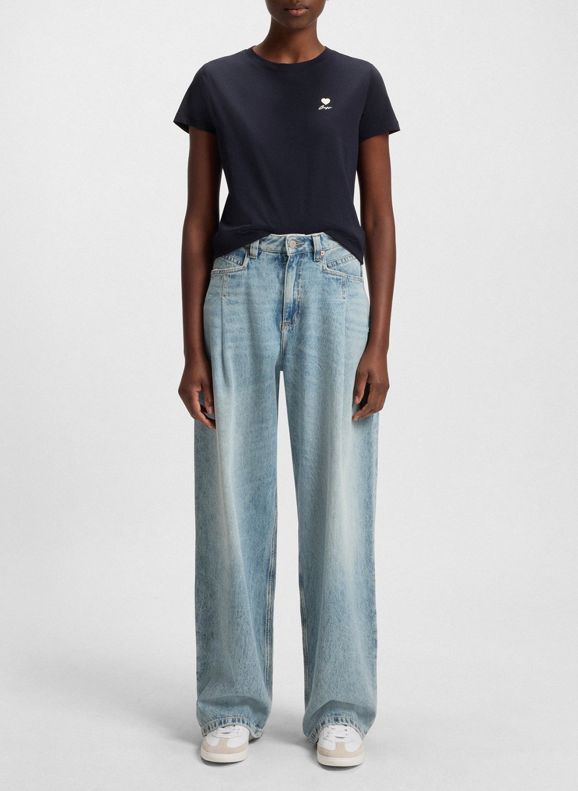 Tee-shirt col rond en coton BOSS Bleu