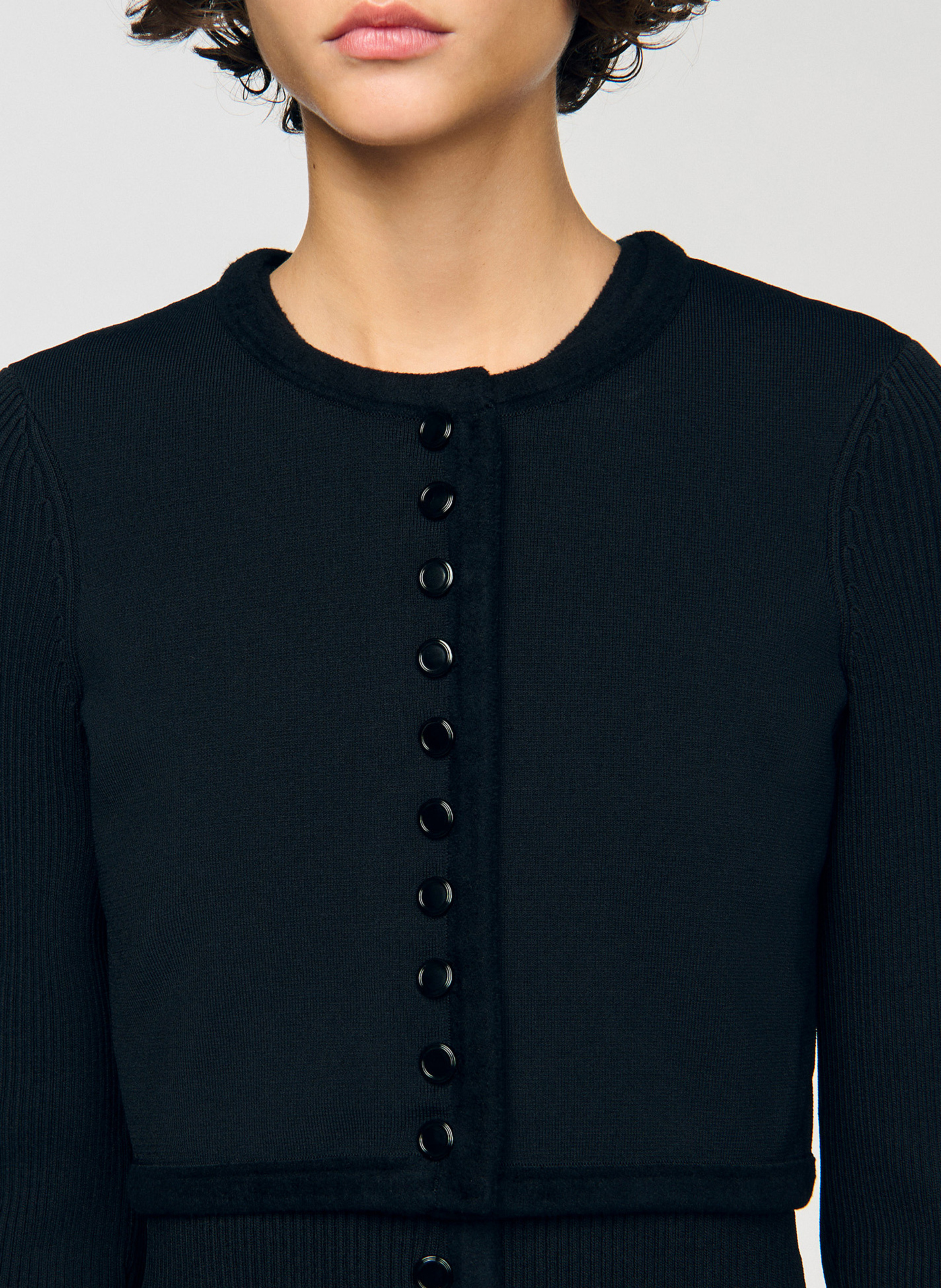Cardigan près du corps col rond  SANDRO Noir