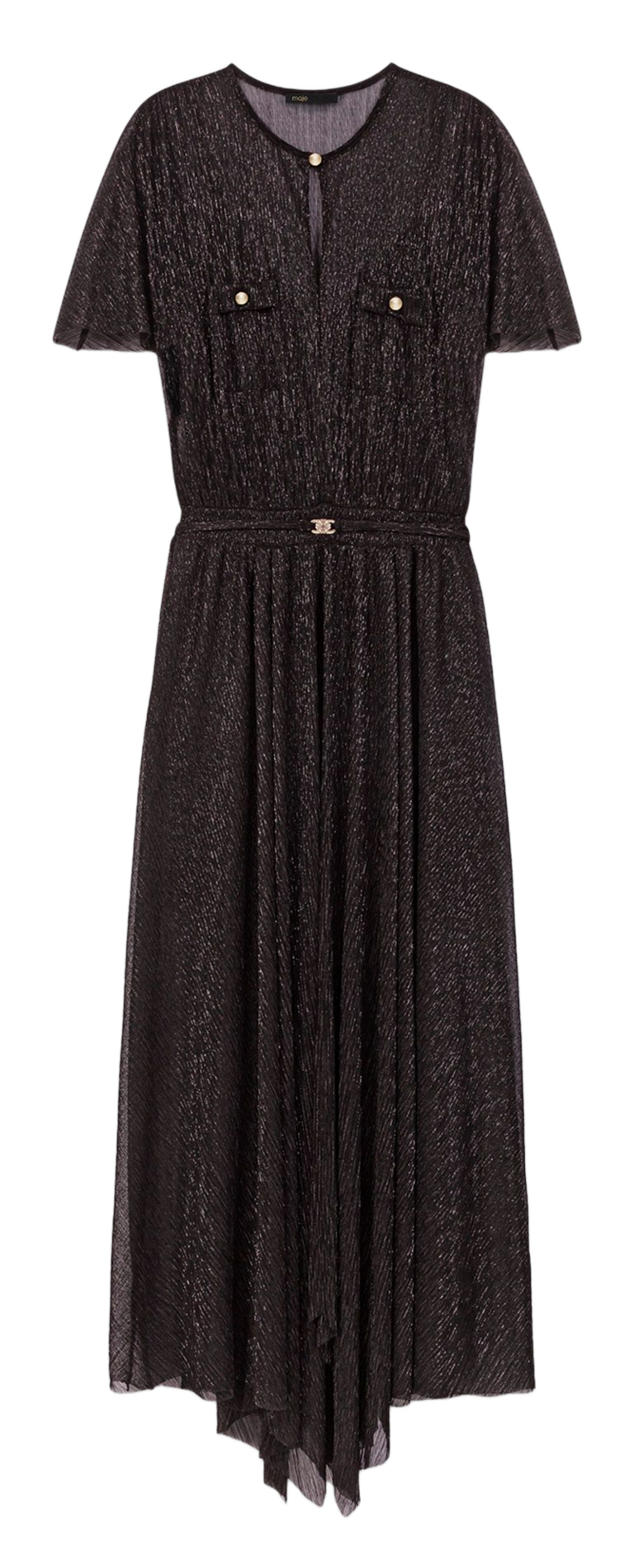 Long dress with round sequined collar MAJE Black