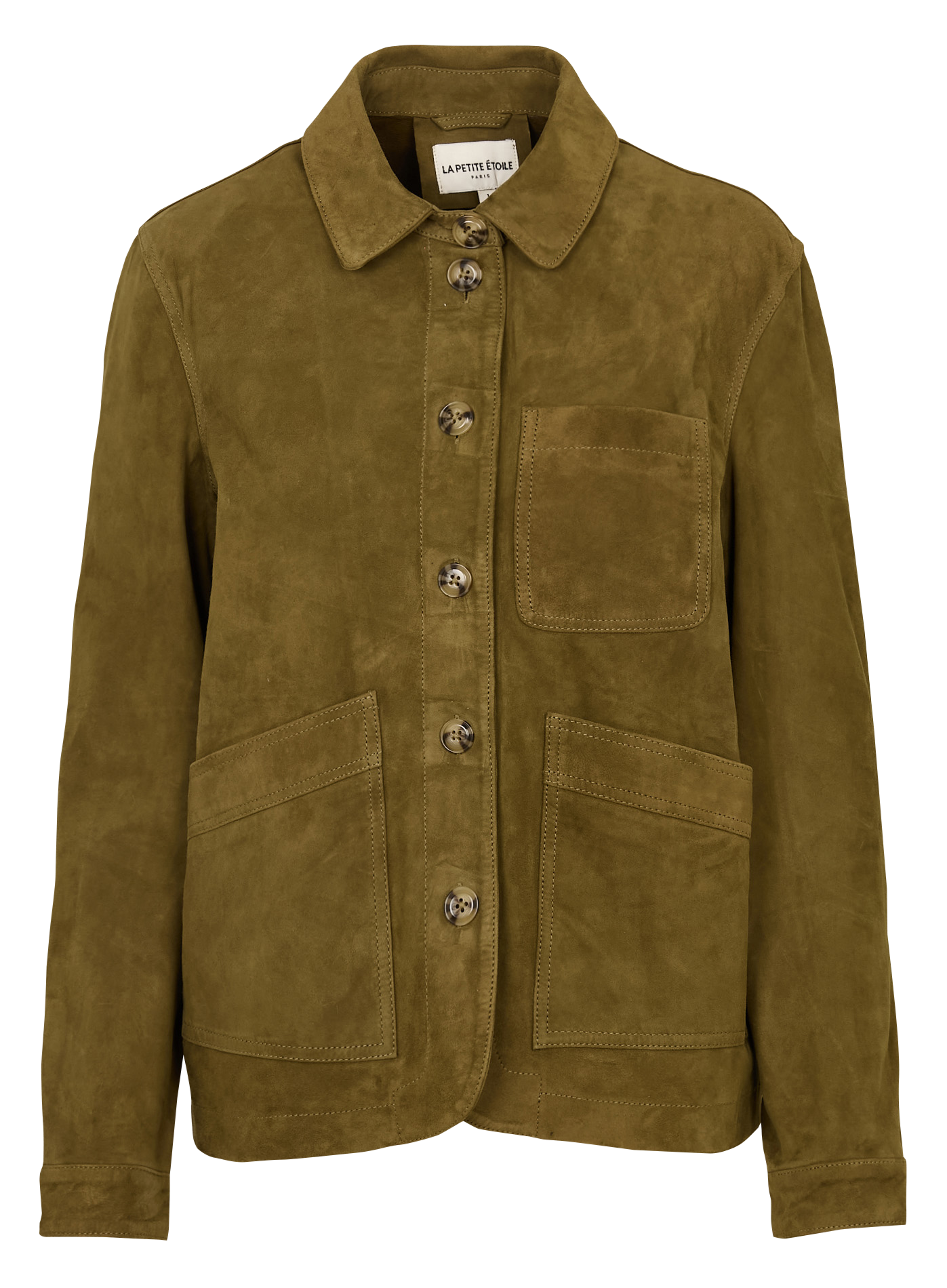 Jacke mit klassischem geradem Kragen aus bedrucktem Jacquard LA PETITE ETOILE Khaki