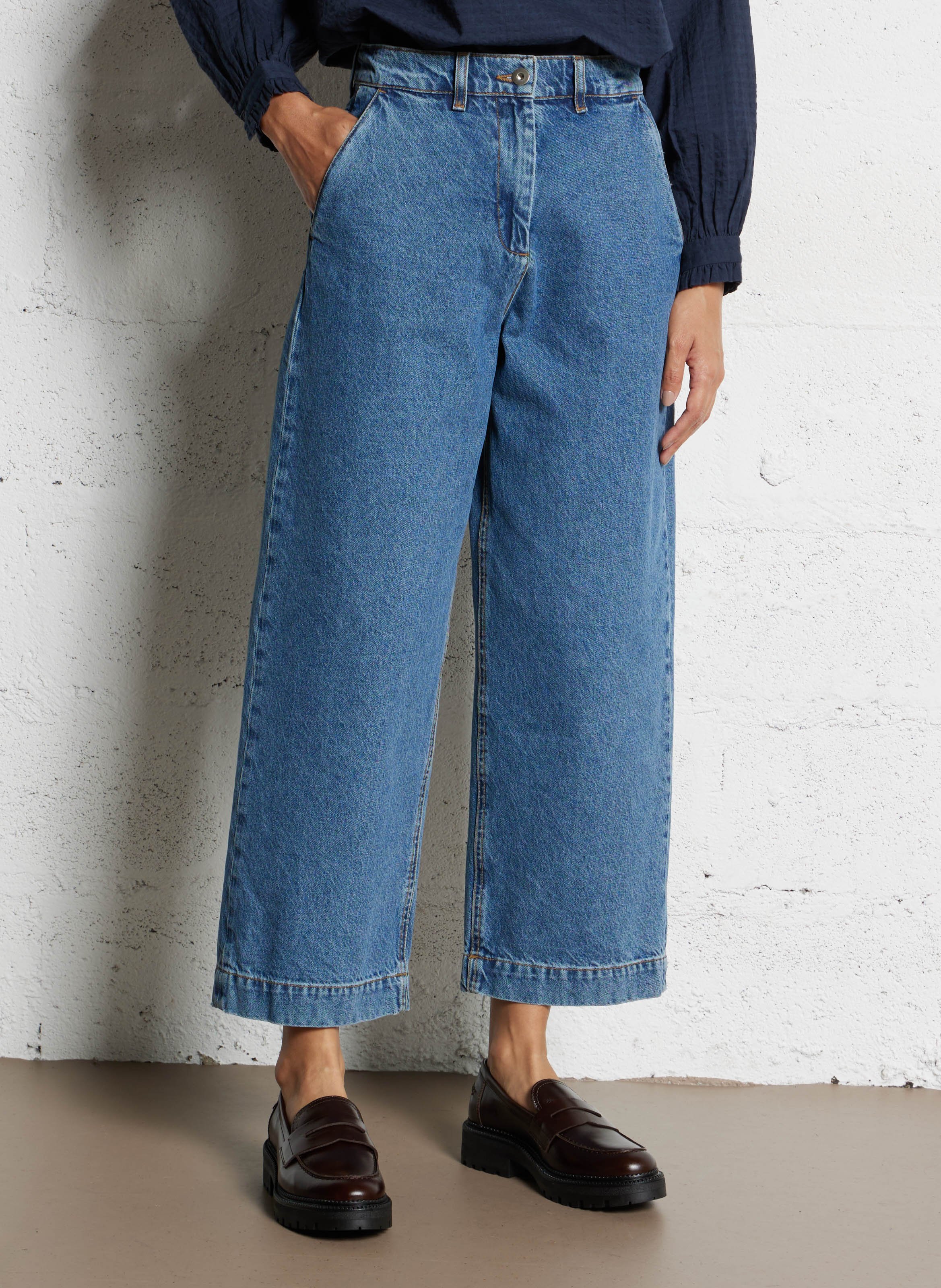 Wide-leg cotton jeans BELLEPIECE Blue