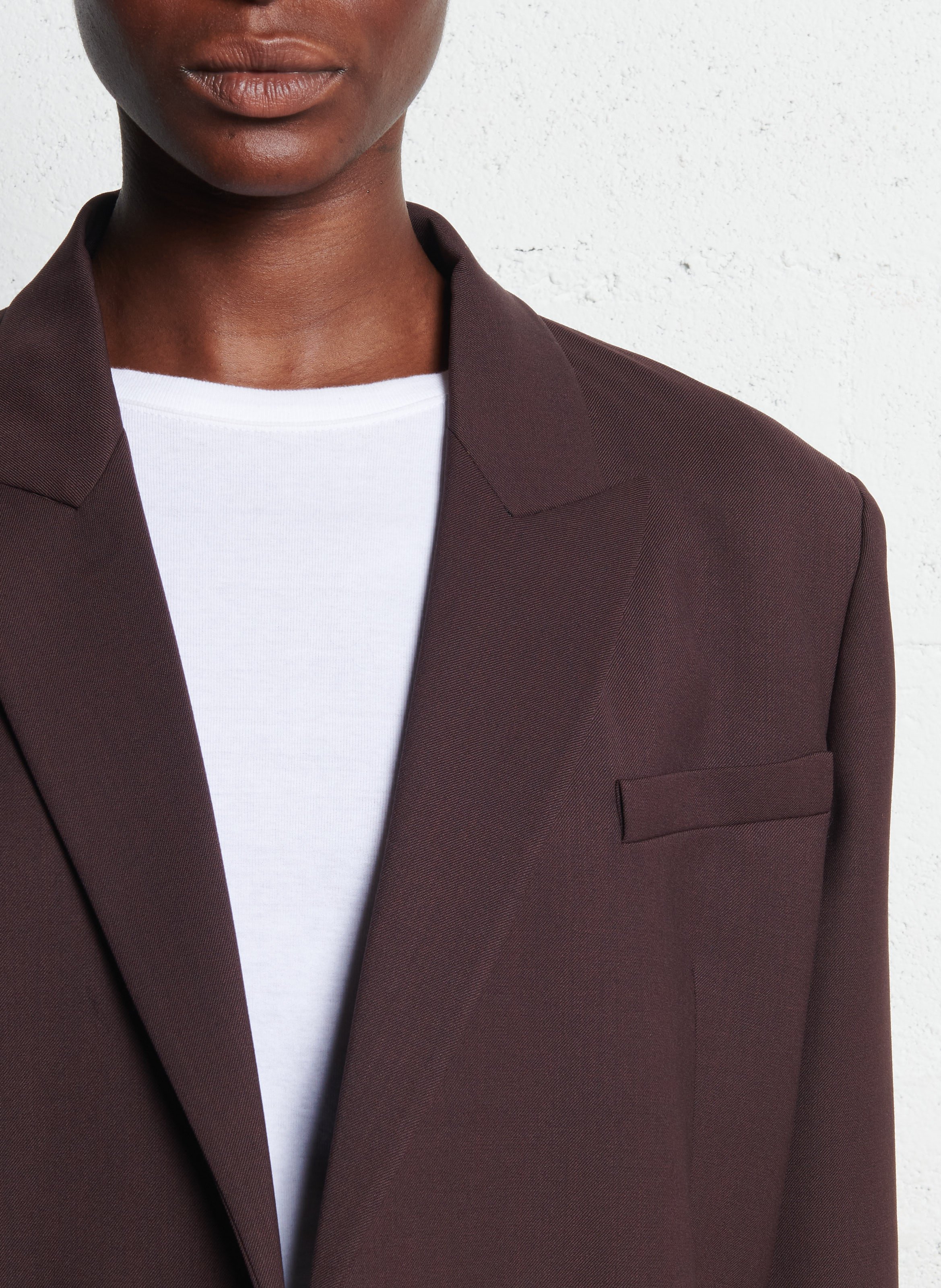 Veste de tailleur ajustée en laine vierge mélangée MARGAUX LONNBERG Marron