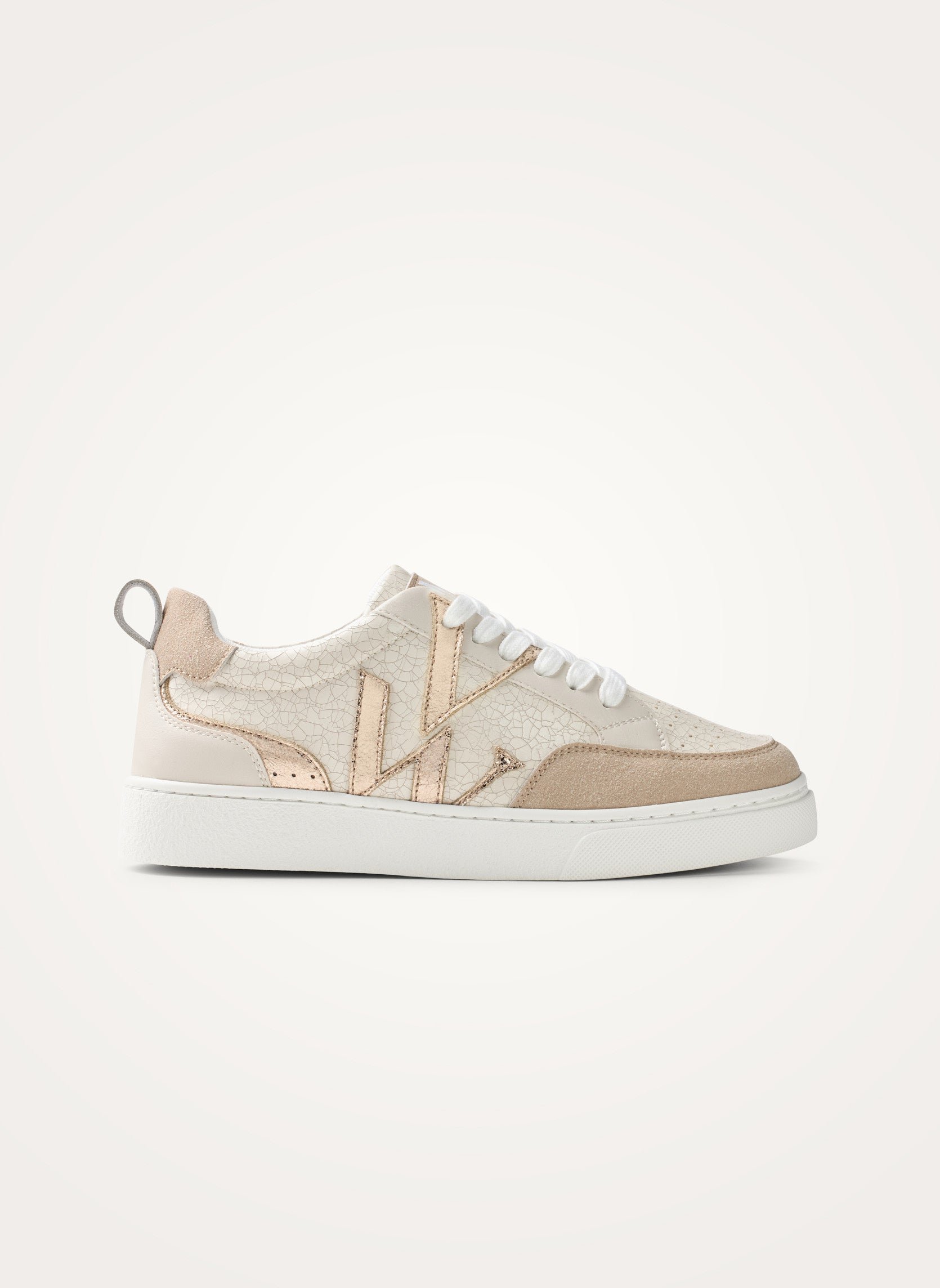 Contrasting leather-effect low-top sneakers VANESSA WU Beige