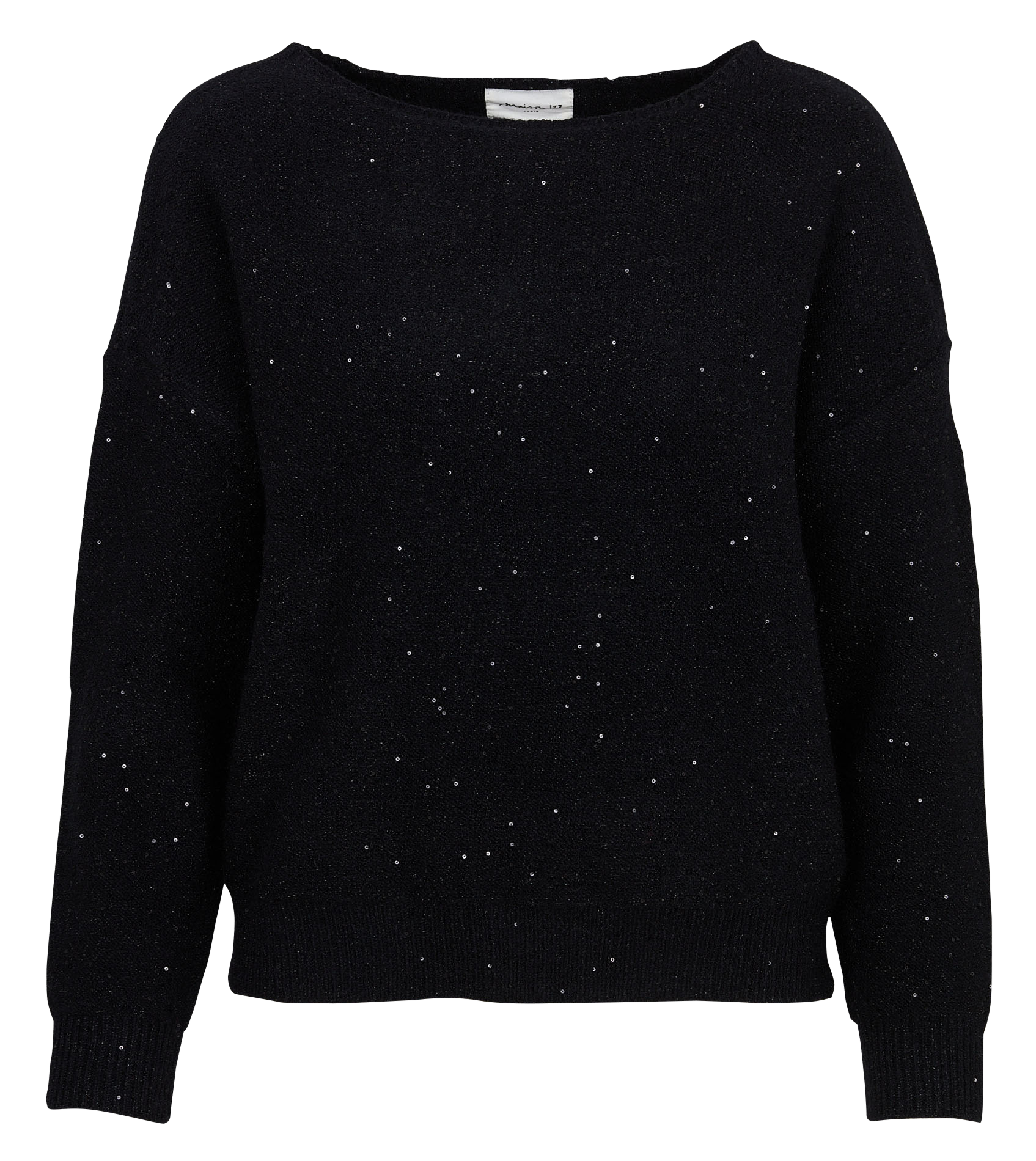 Pull col bateau à broderies sequins MAISON 123 Noir