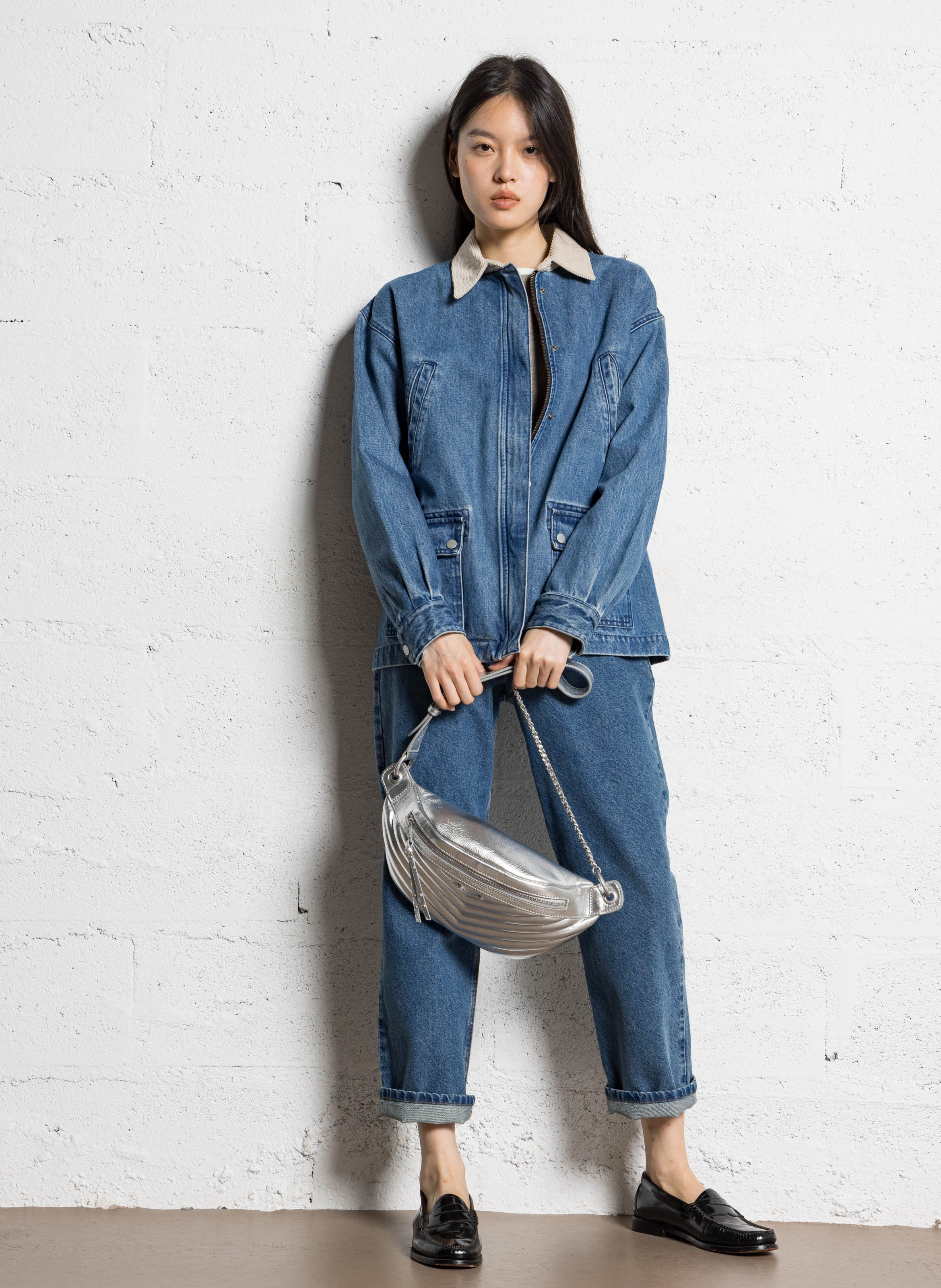 Leather waist bag IKKS Silver