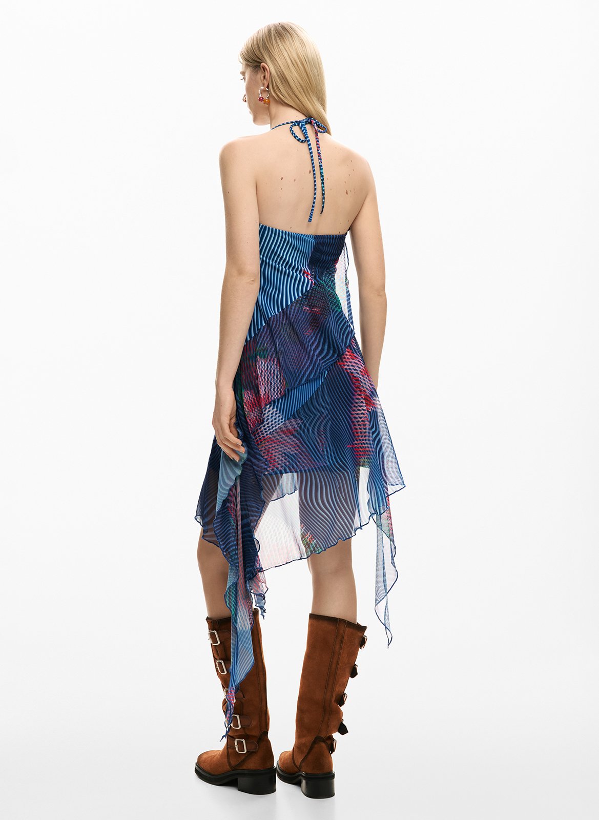 Bedrucktes Kleid DESIGUAL Blau