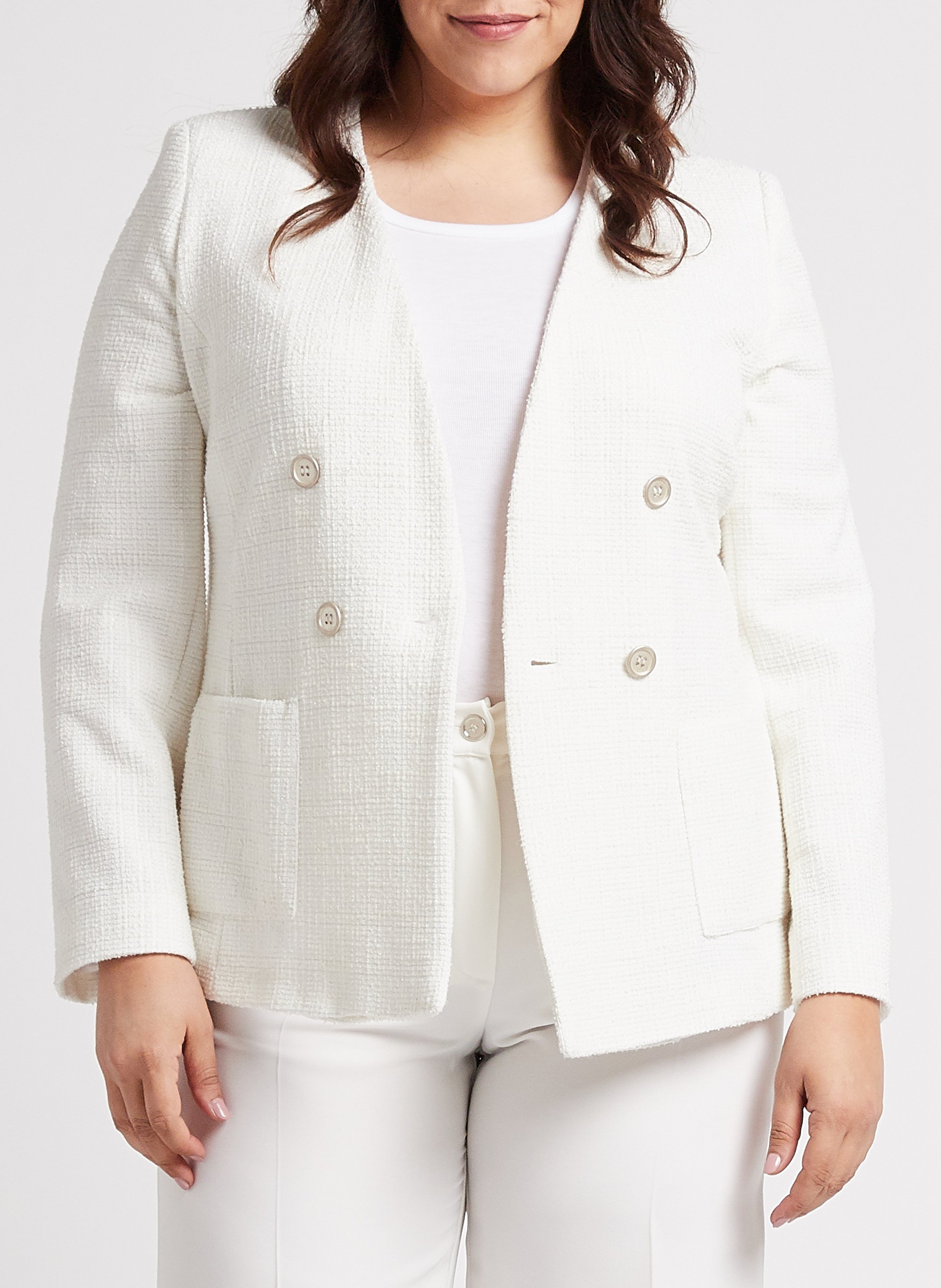 Tweedjacke mit V-Ausschnitt PERSONA by Marina Rinaldi Weiss