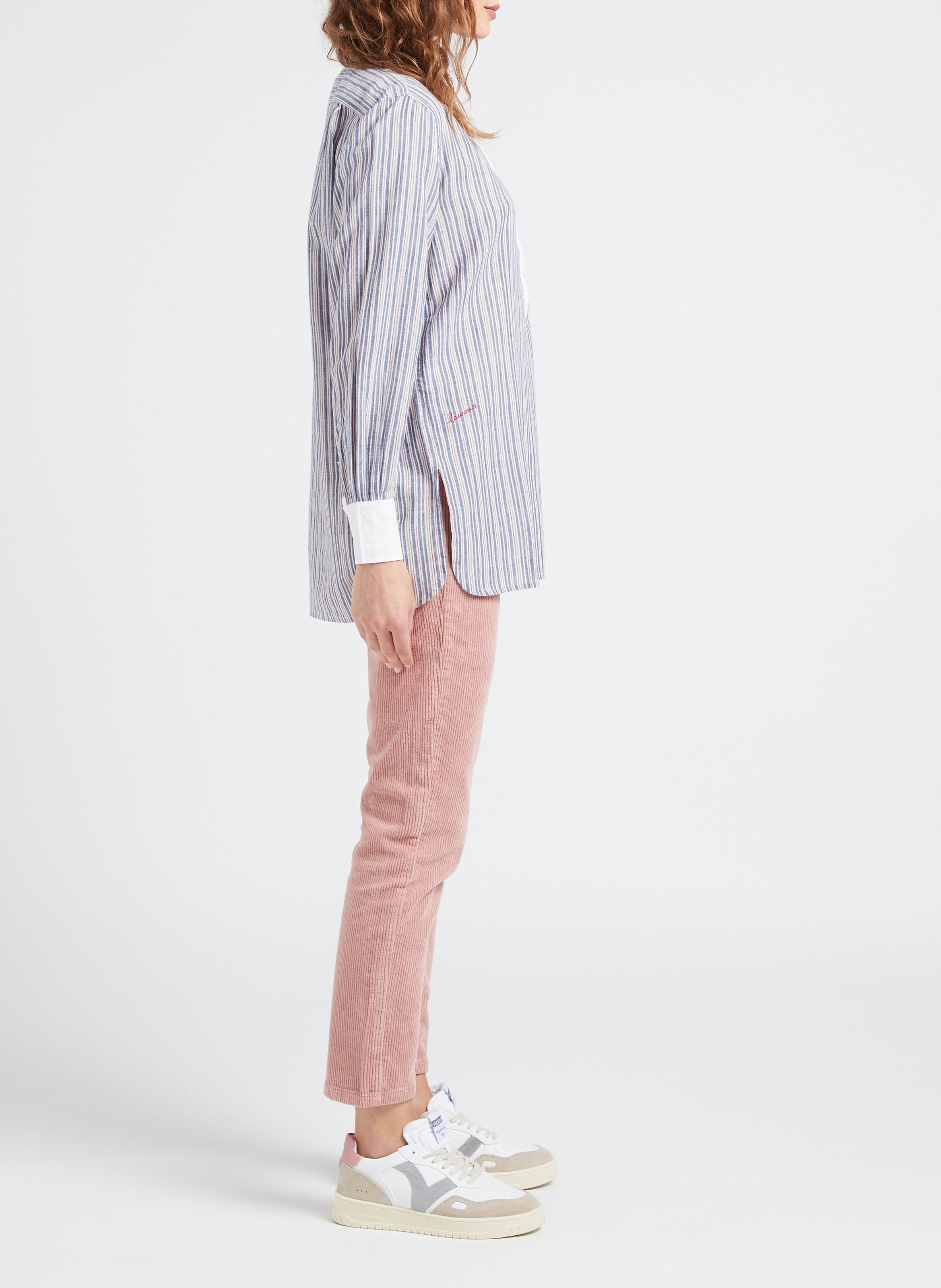 Weite Baumwollbluse mit Mao-Kragen LAURENCE BRAS Blau