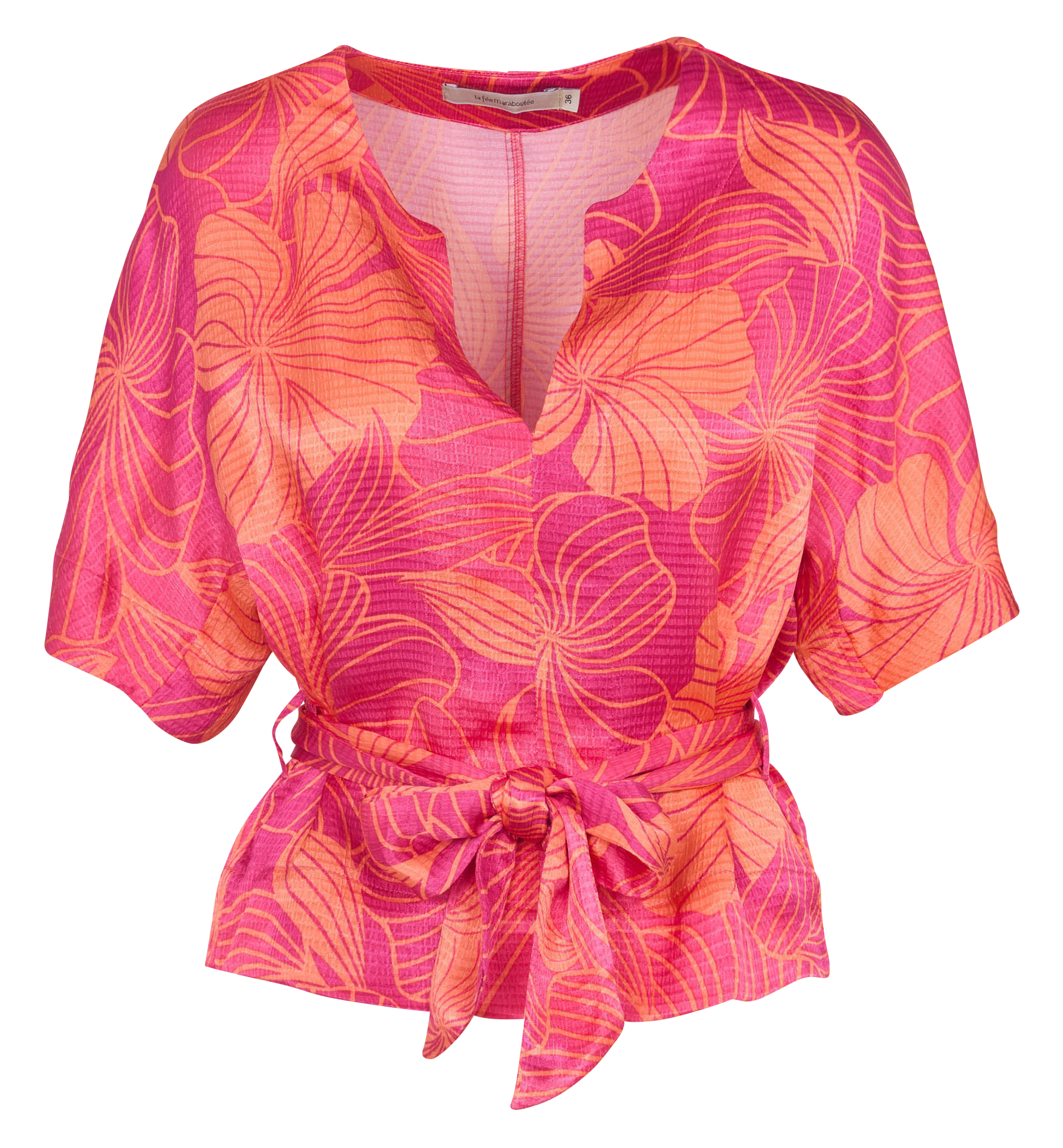 Top col tunisien à imprimé floral LA FEE MARABOUTEE Rose