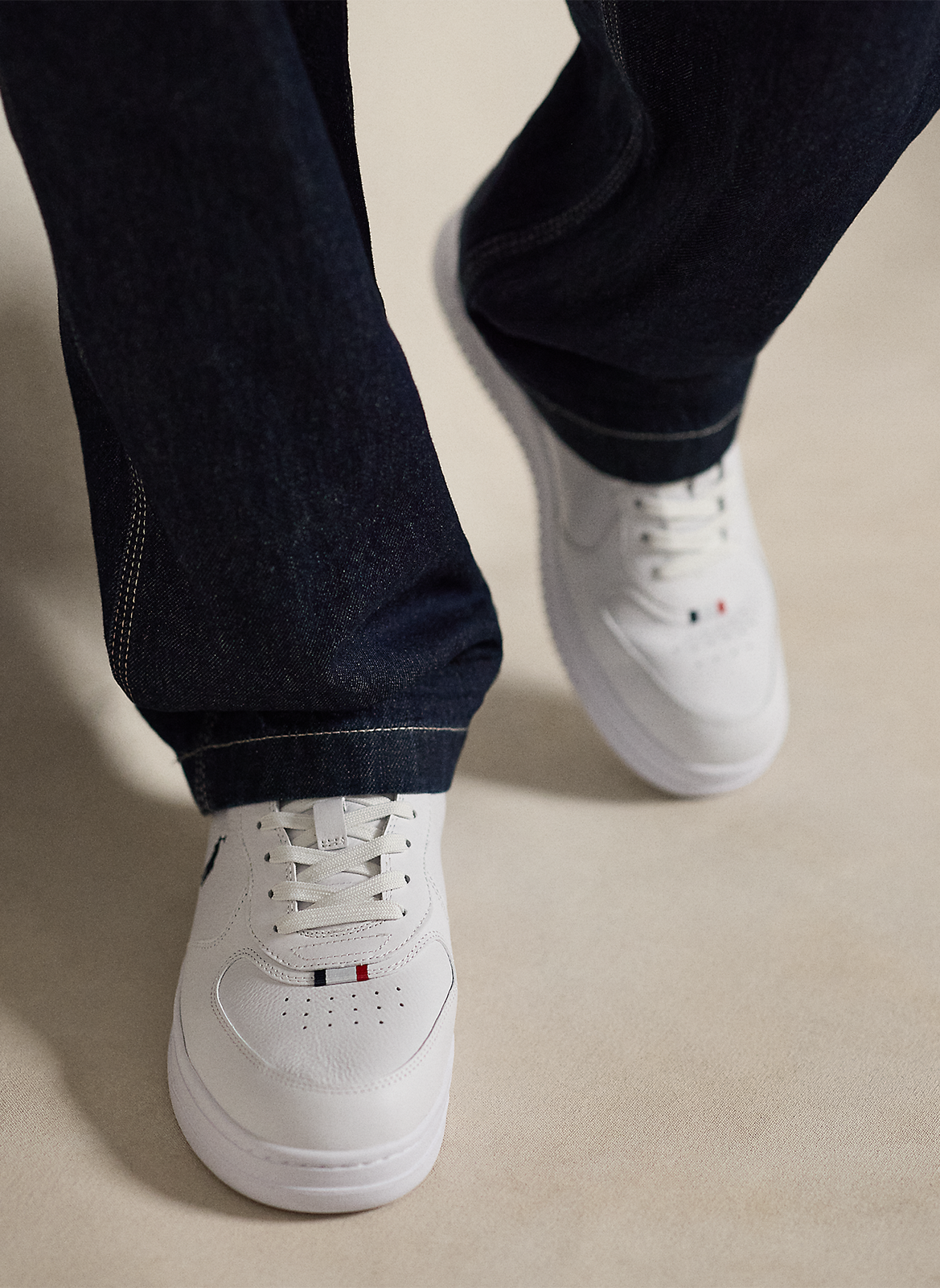 Sneakers basse in misto pelle POLO RALPH LAUREN Bianco