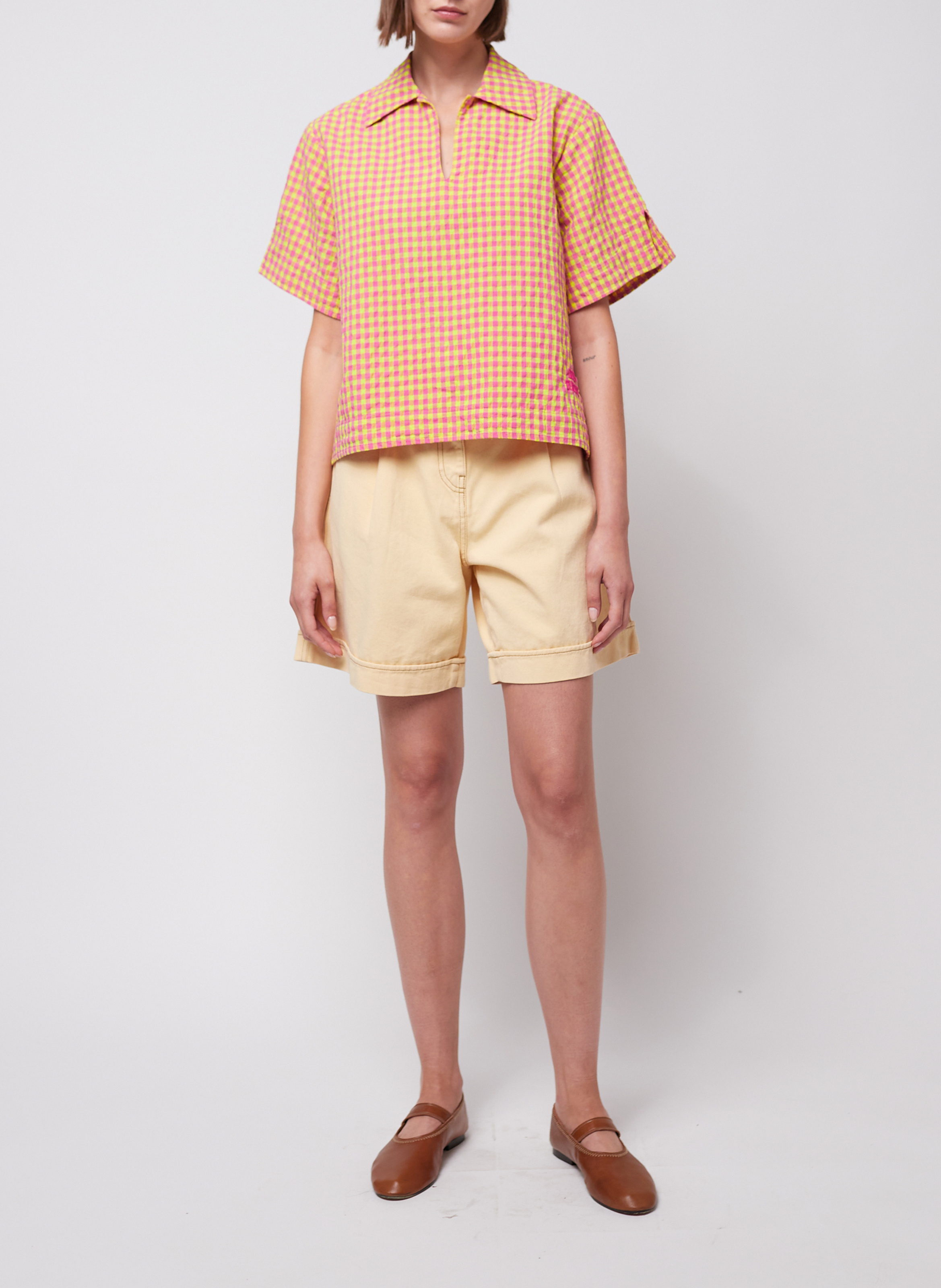 Rechte top van katoenmix met klassieke kraag BOBO CHOSES Veelkleurig