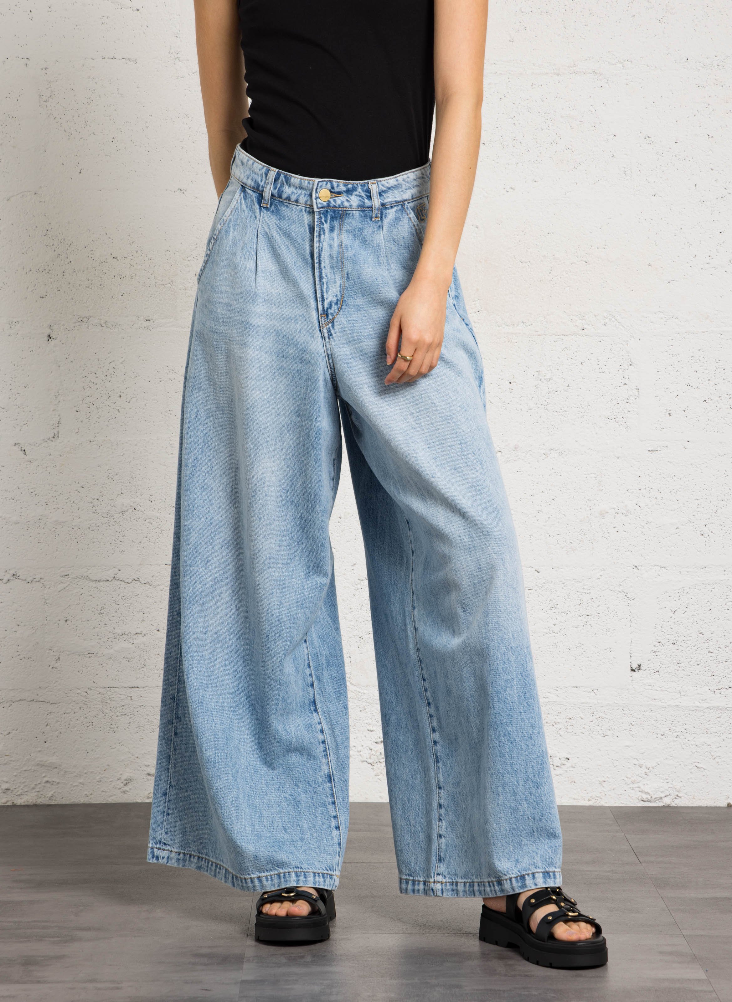 Pantalon large  LE TEMPS DES CERISES Bleu