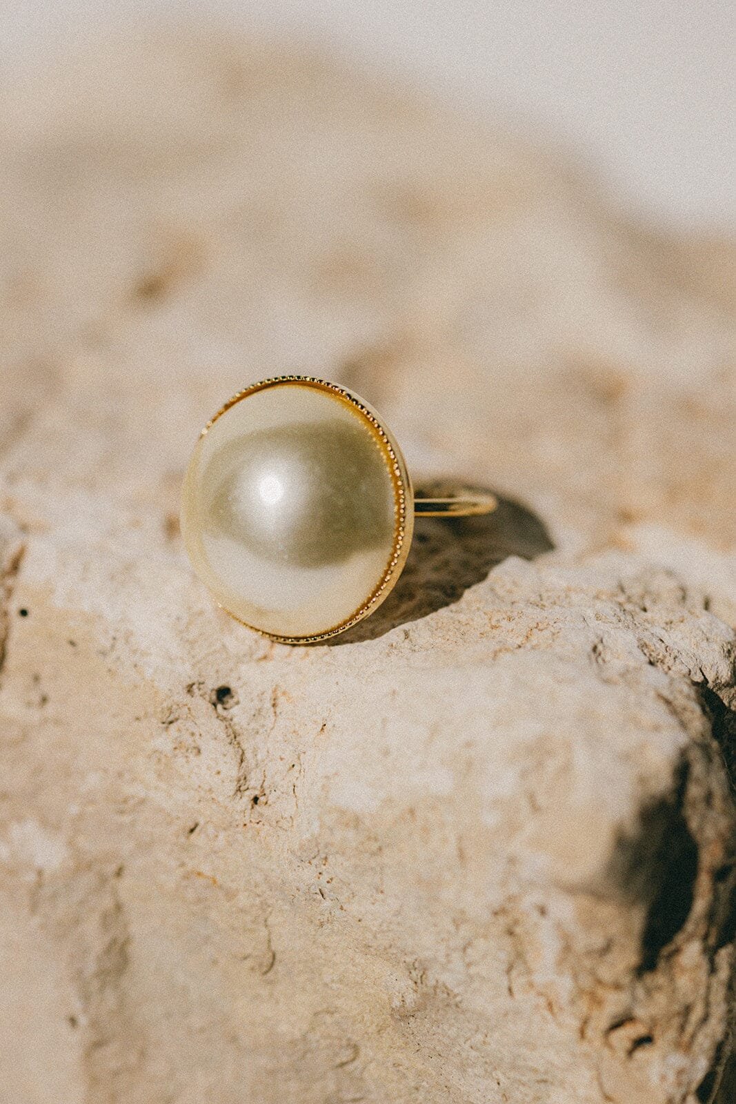 Maxi gold-plated pearl ring Golden