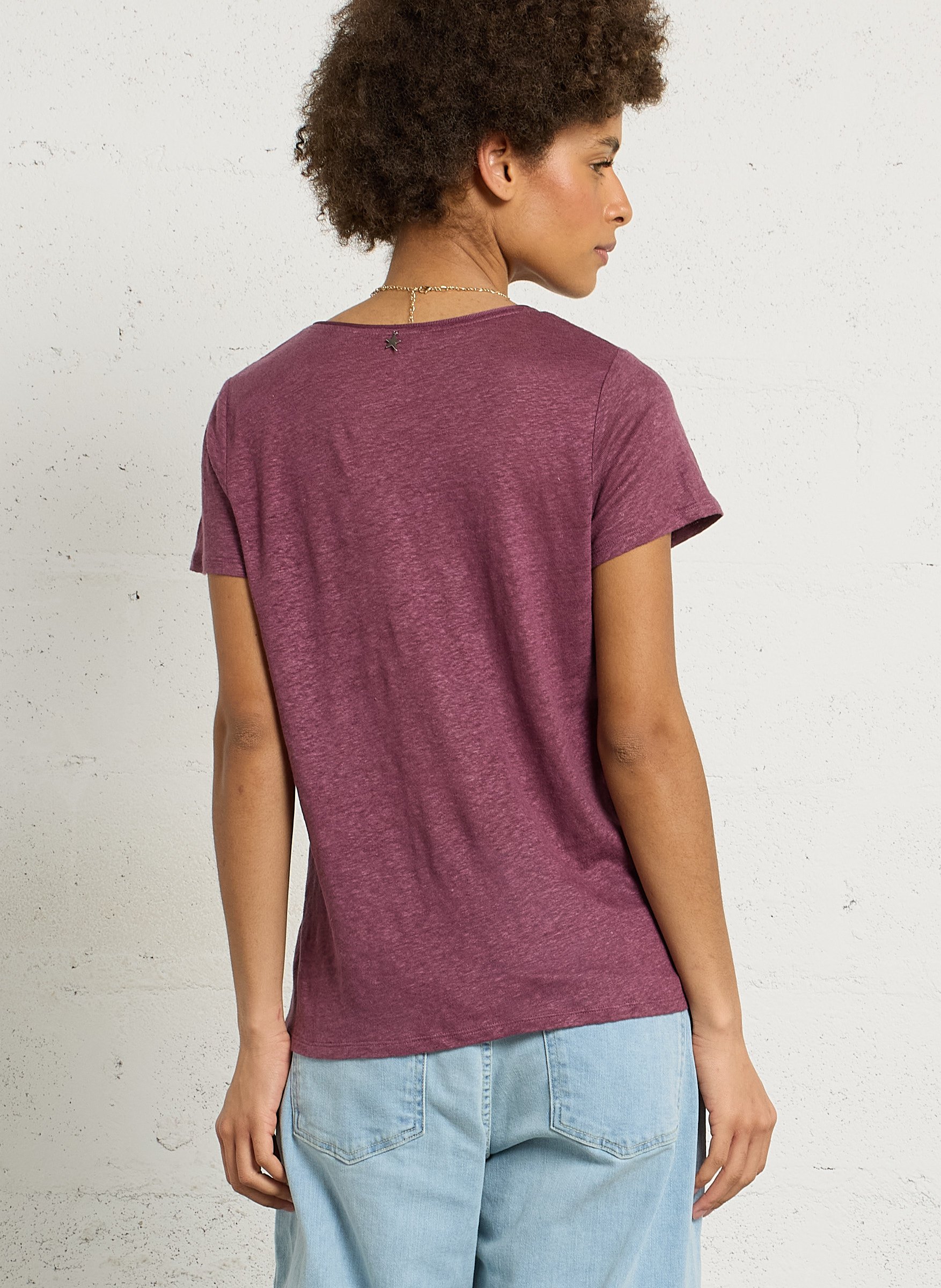 Tee-shirt col rond en lin SUD EXPRESS Violet