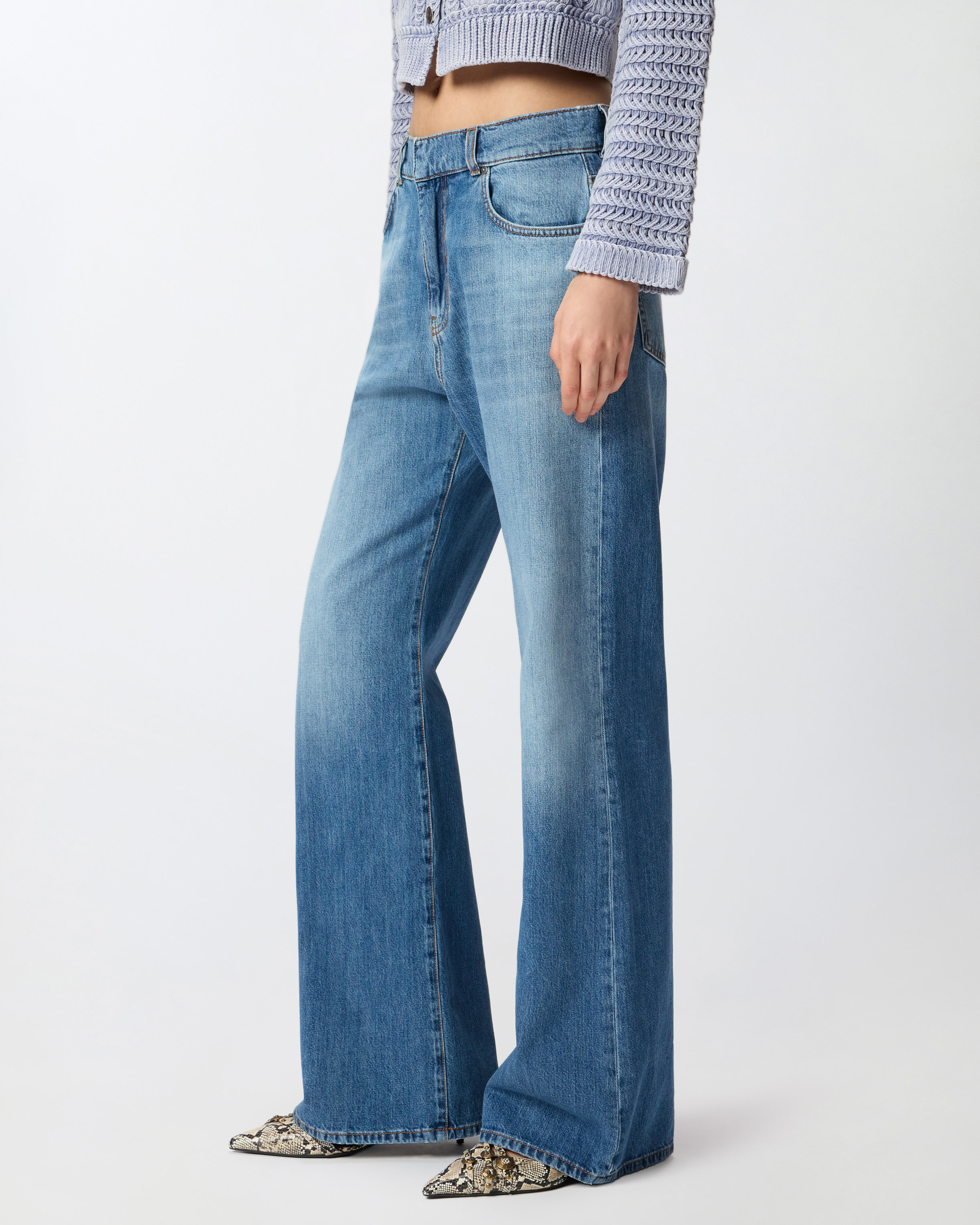 Jean wide leg décoloré PINKO Bleu