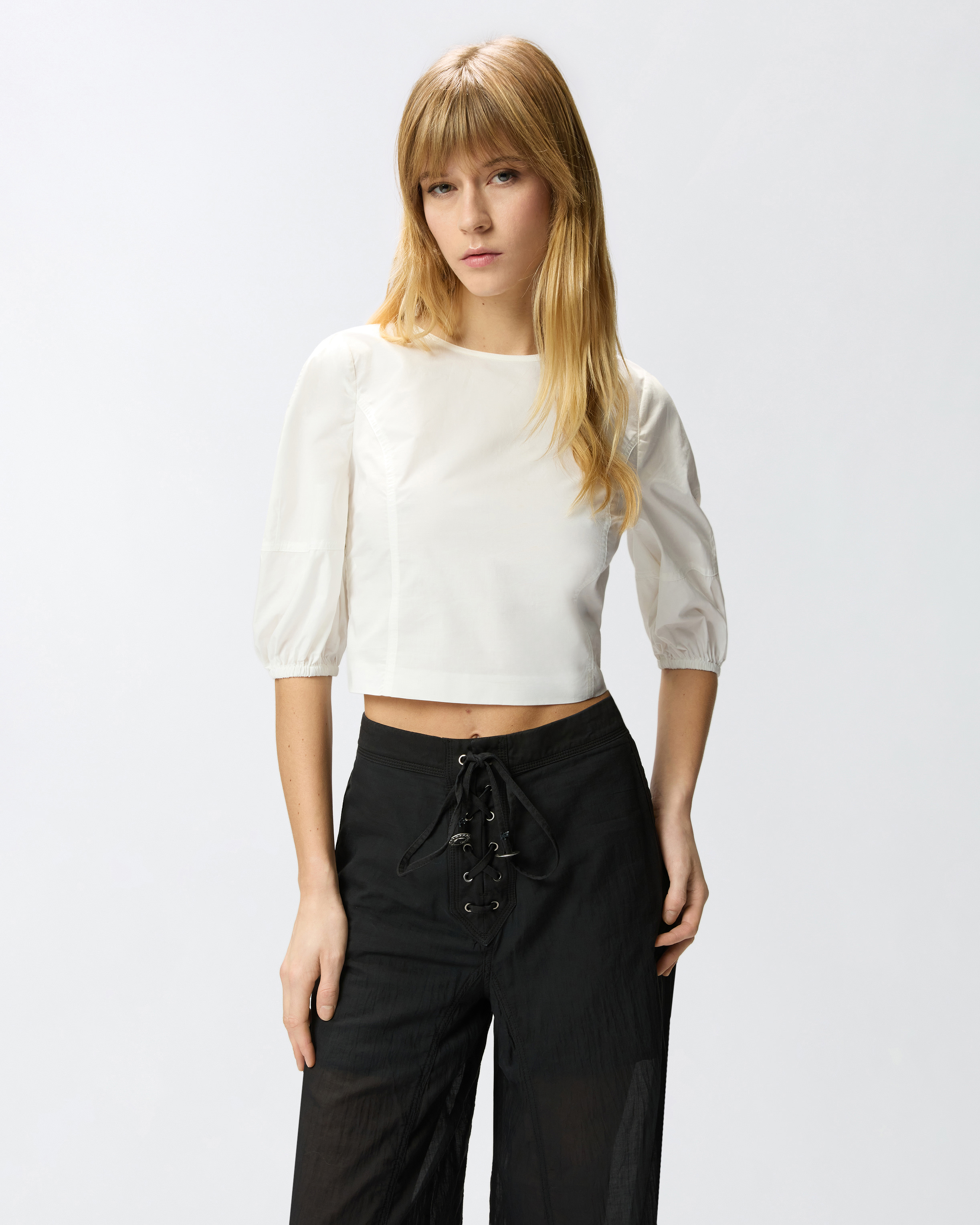 Blouse cropped dos nu PINKO Blanc