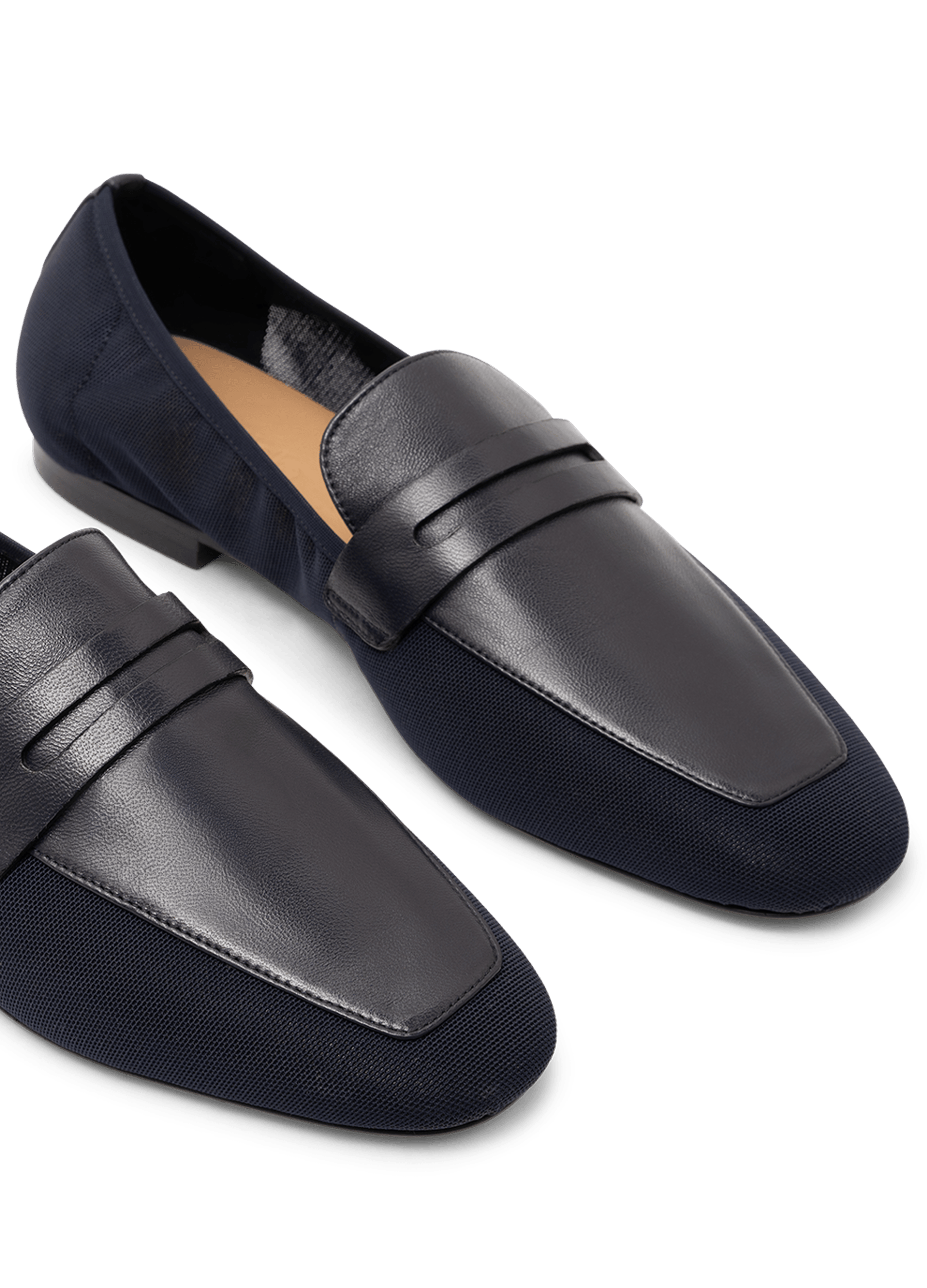 Navy mesh and nappa leather moccasins PARALLELE PARIS Blue