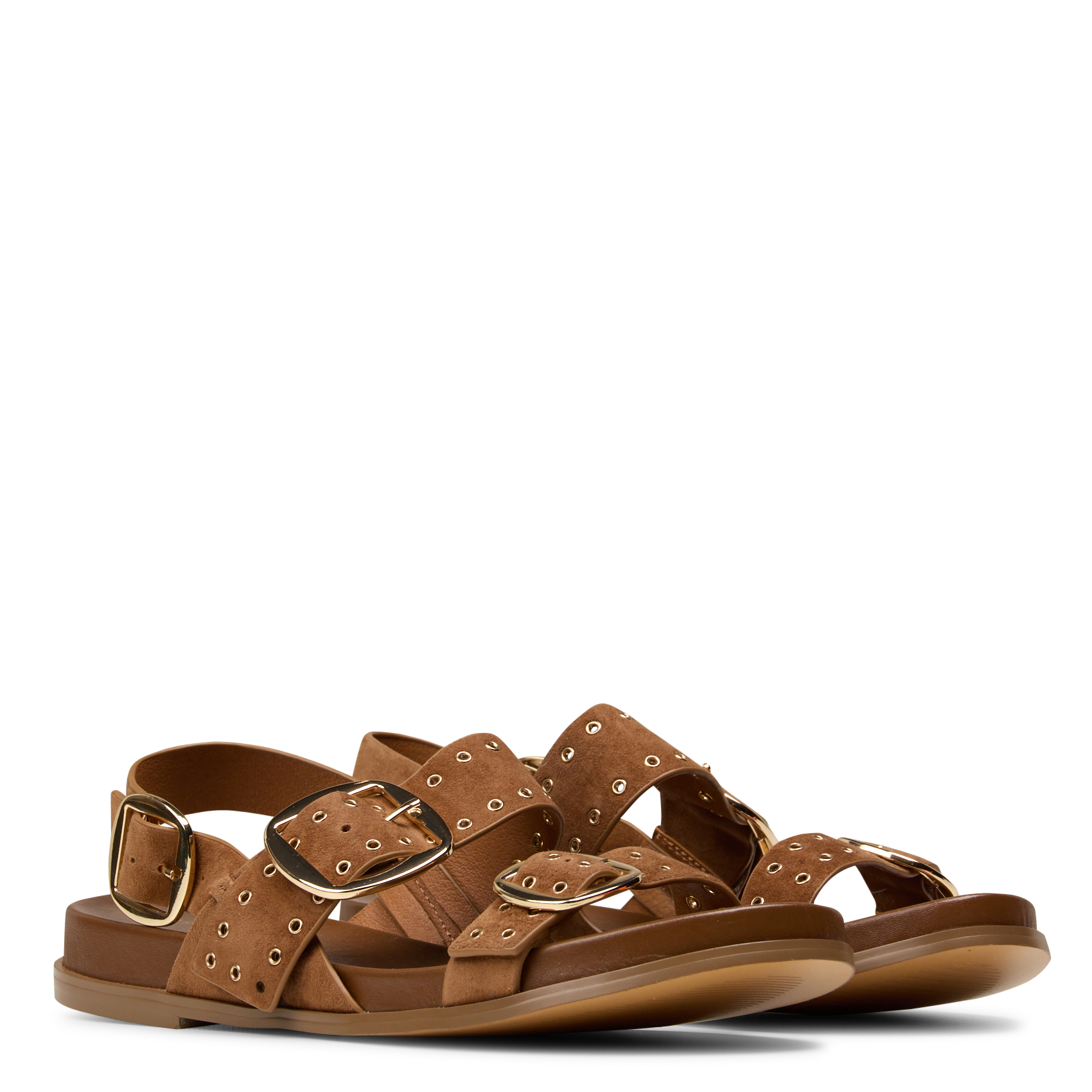 Flat soft leather sandals COSMOPARIS Brown