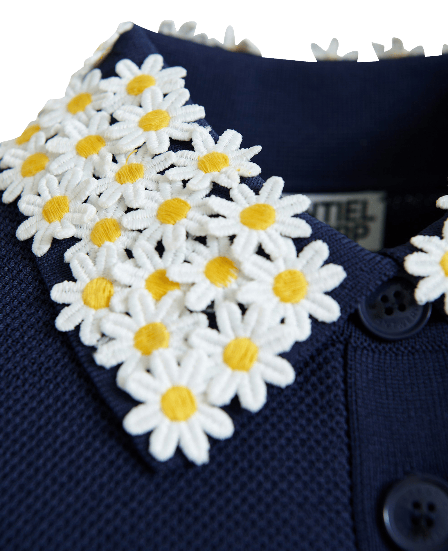 Short-sleeved plain polo shirt with flowers ESSENTIEL ANTWERP Blue