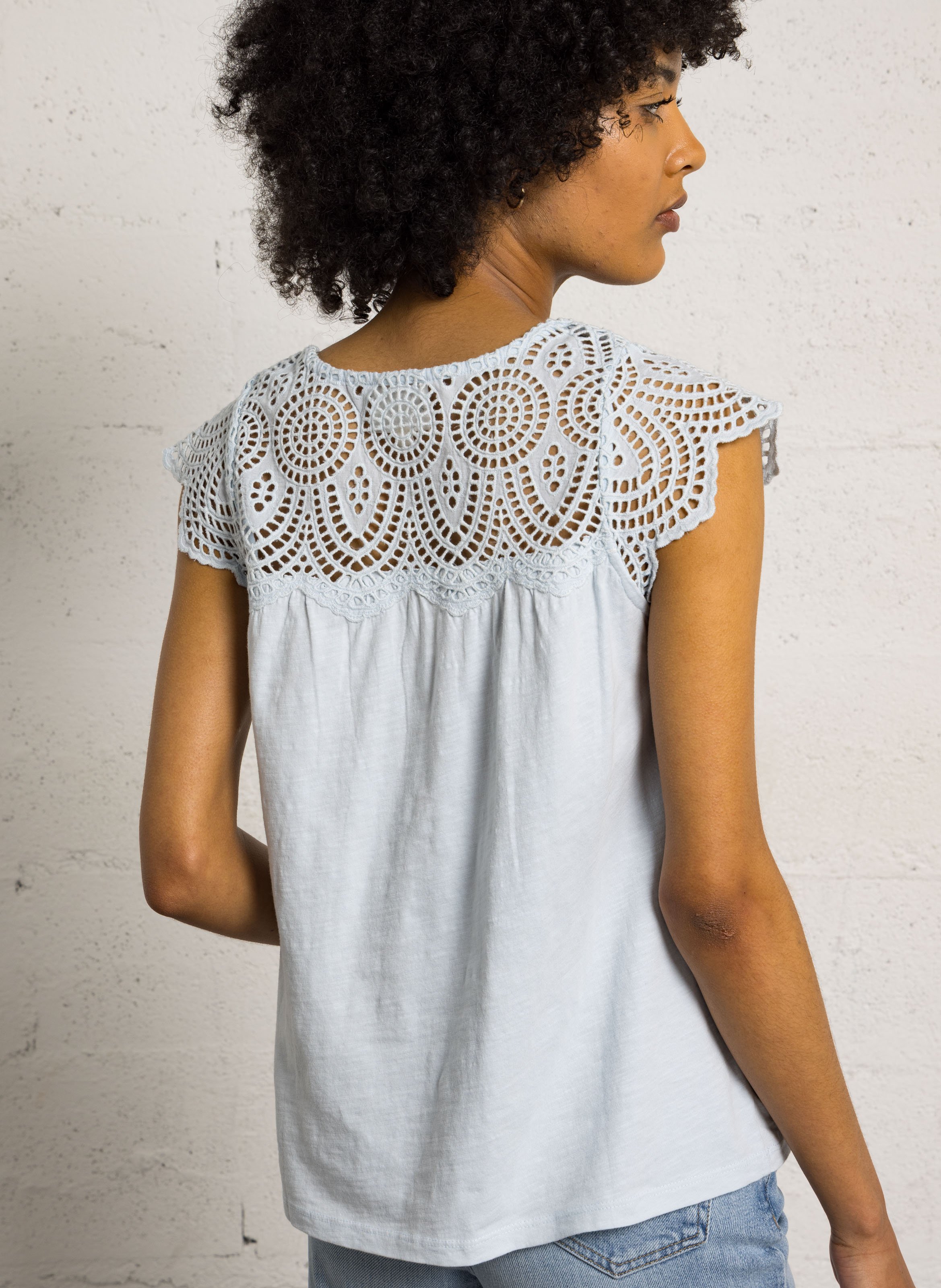 Katoenen top met V-hals MAISON 123 Blauw