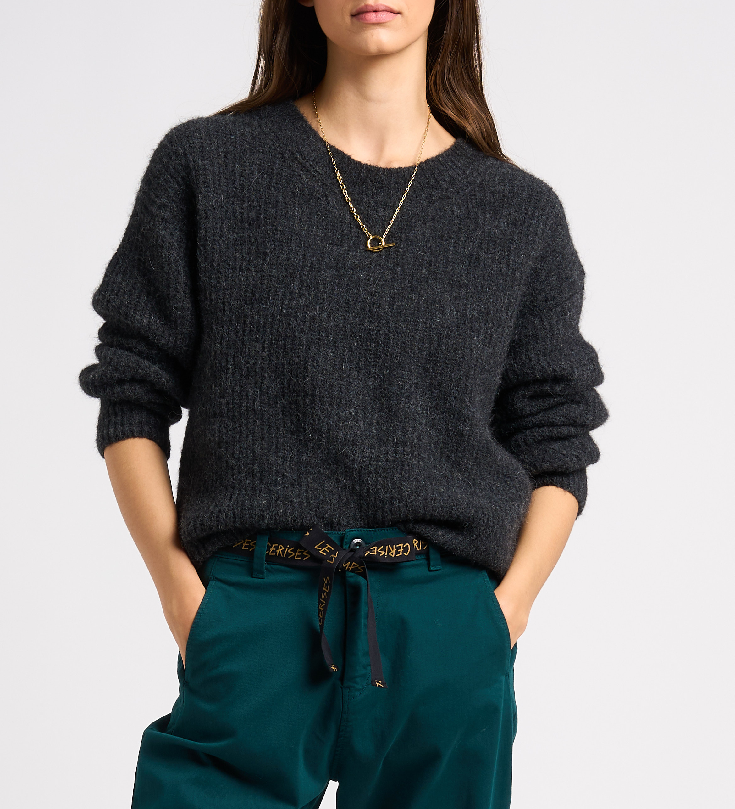 Plain round-neck sweater AMERICAN VINTAGE Grey