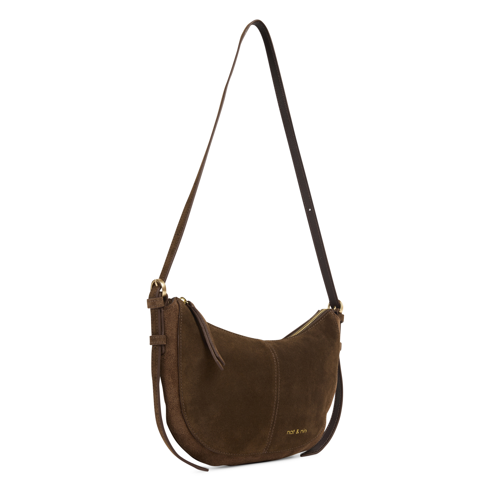 Sac à main en cuir velours NAT & NIN Marron