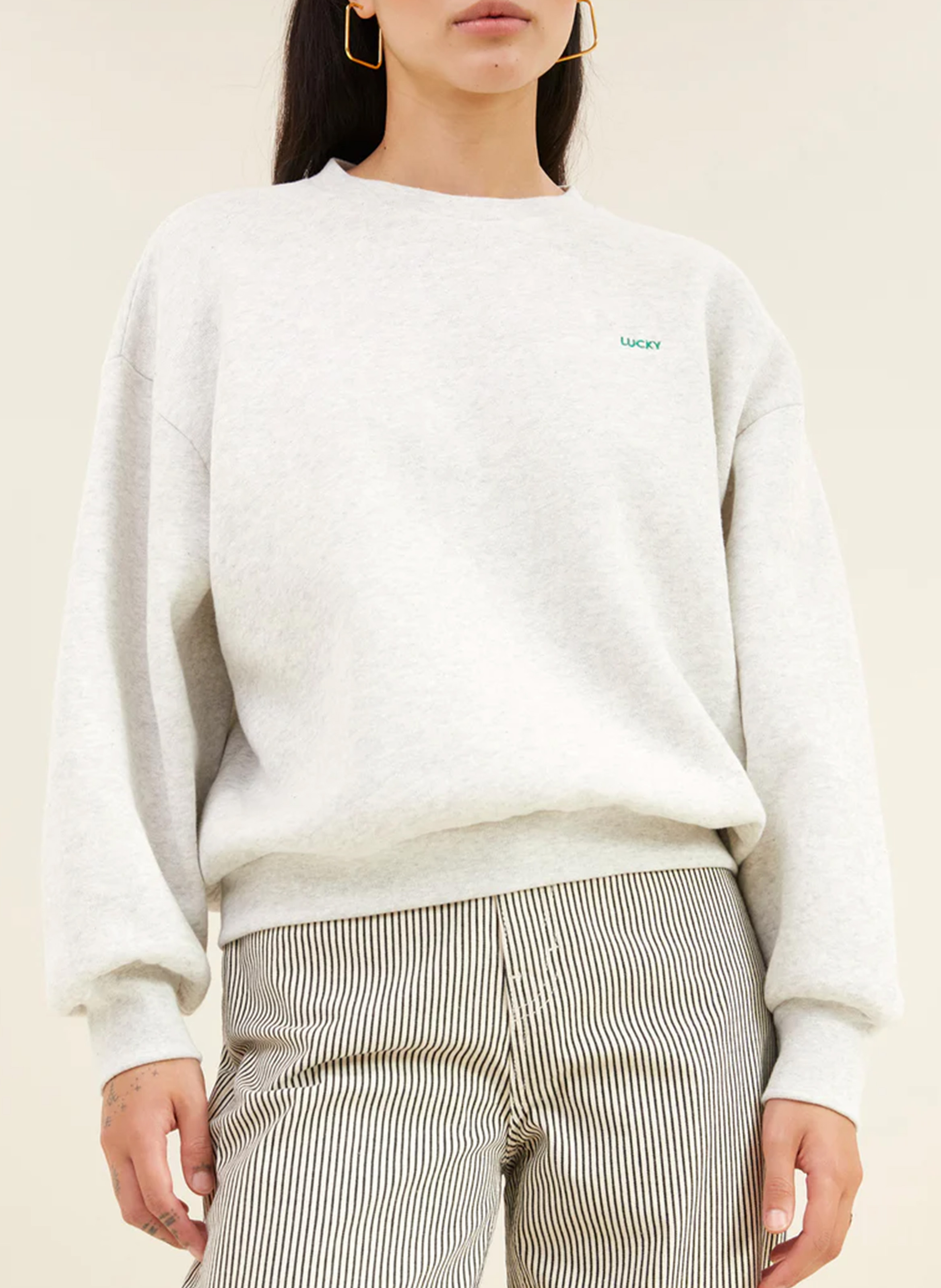 Oversized cotton-blend sweatshirt with round neck BY BAR Grey