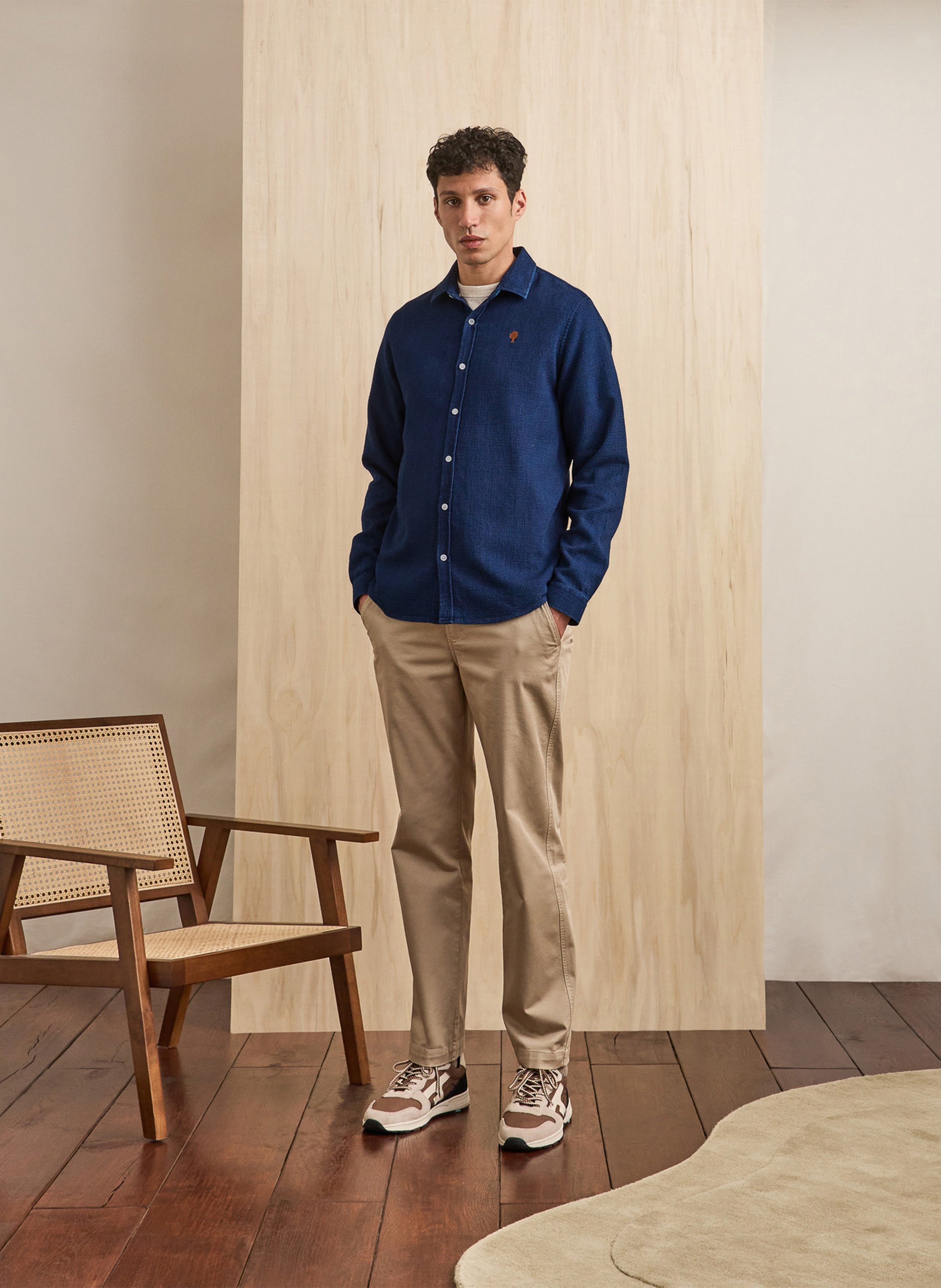 Classic collar shirt in recycled cotton FAGUO Raw denim