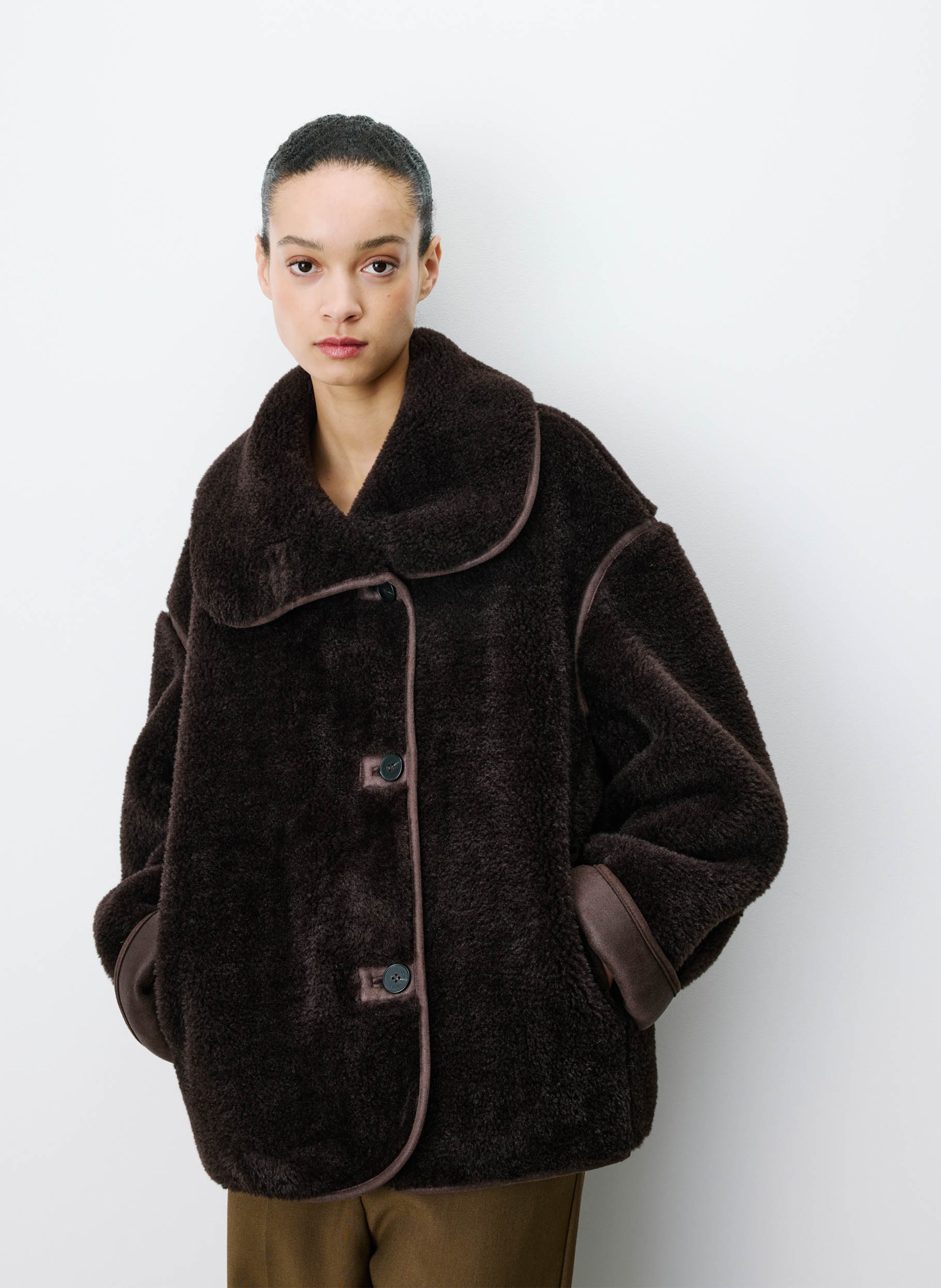 Manteau ample en fourrure synthétqiue GRACE ET MILA Marron